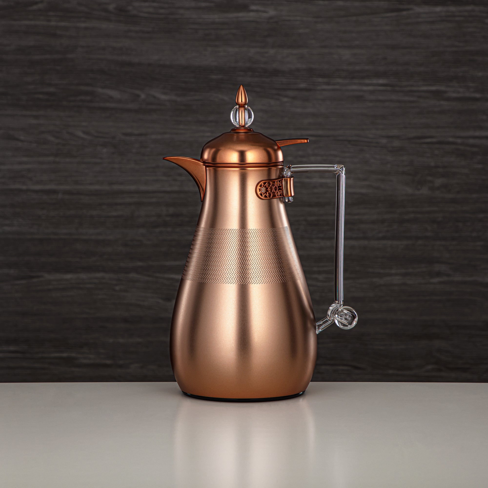 ألمرجان طقم ترامس، زر ضغط، 0.7 لتر + 1 لتر، نحاسي غير لامع وشفاف (FG803A-070/100 MCP/TR) - أطقم ترمس أنيقة