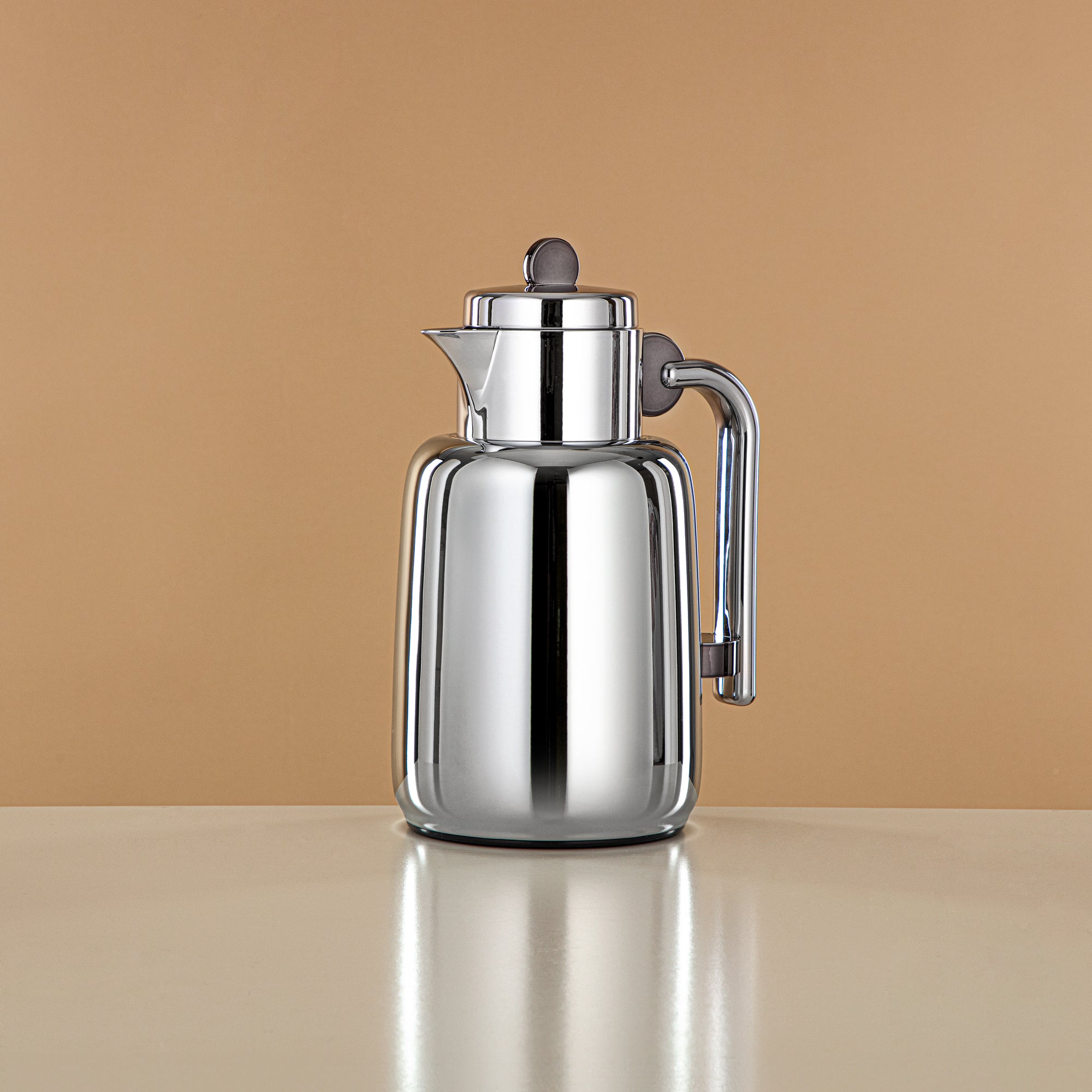 Almarjan Vacuum Flask Set - 0.7L + 1L, Silver & Gun Black (FG808-070/100 GBL/C) - For Serving Tea & Coffee