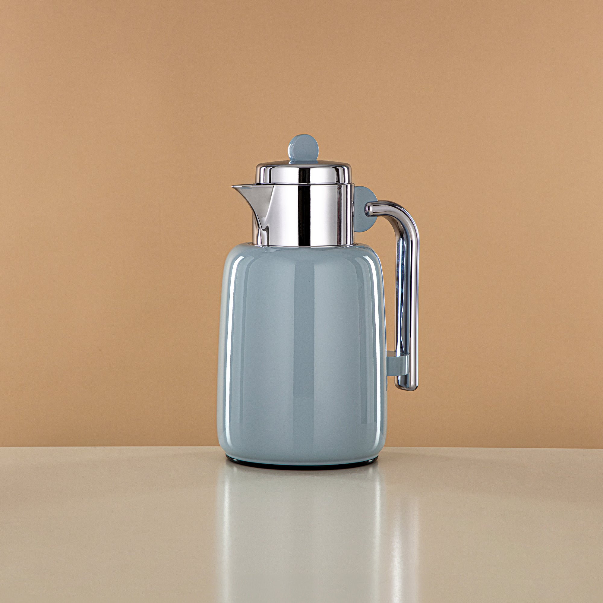 Almarjan Vacuum Flask Set - 0.7L + 1L, Baby Blue & Silver (FG808-070/100 HB/C) - For Serving Tea & Coffee