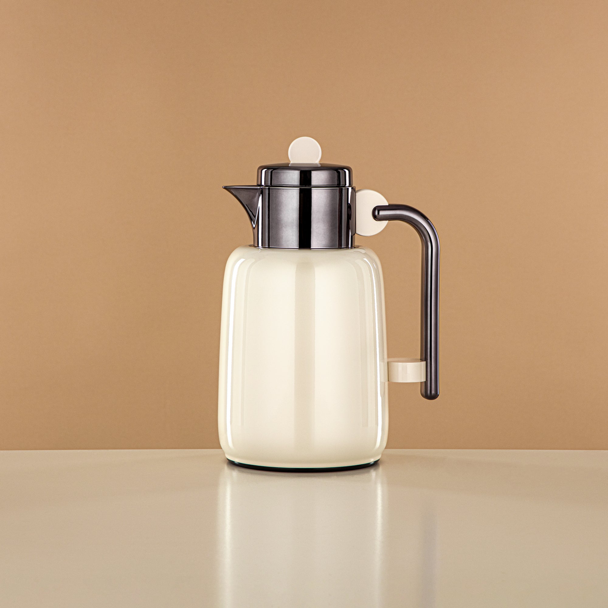 Almarjan Vacuum Flask Set - 0.7L + 1L, Ivory & Gun Black (FG808-070/100 IV/GBL) - For Serving Tea & Coffee