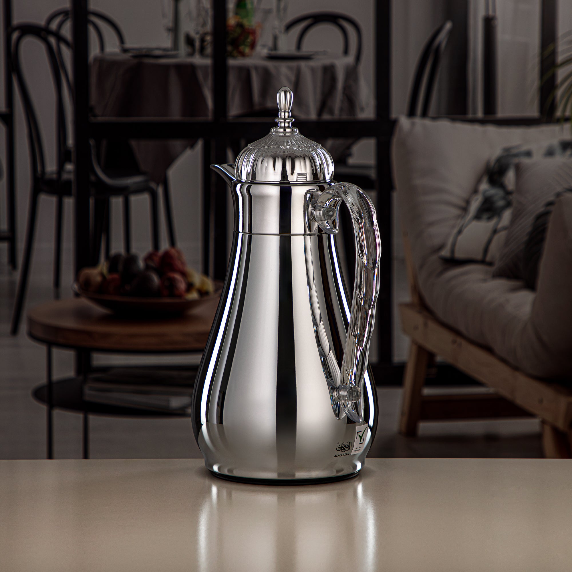 ألمرجان طقم ترامس، زر ضغط، 0.7 لتر + 1 لتر، فضي وشفاف (FG810-070/100 C/TR) - طقم ترمس أنيق