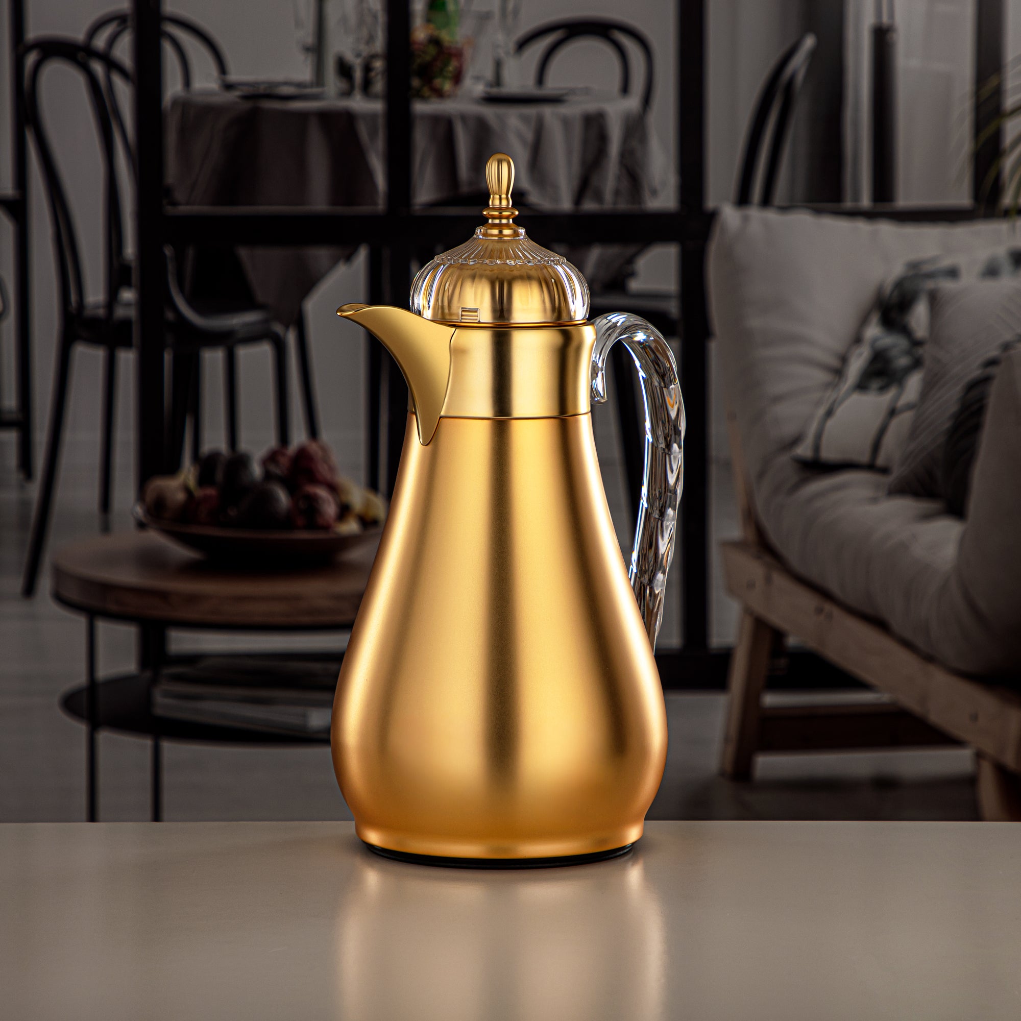 مجموعة طقم ترامس، زر ضغط، 0.7 لتر + 1 لتر، ذهب مات وشفاف (FG810-070/100 MG/TR) - مجموعات ترمس أنيقة