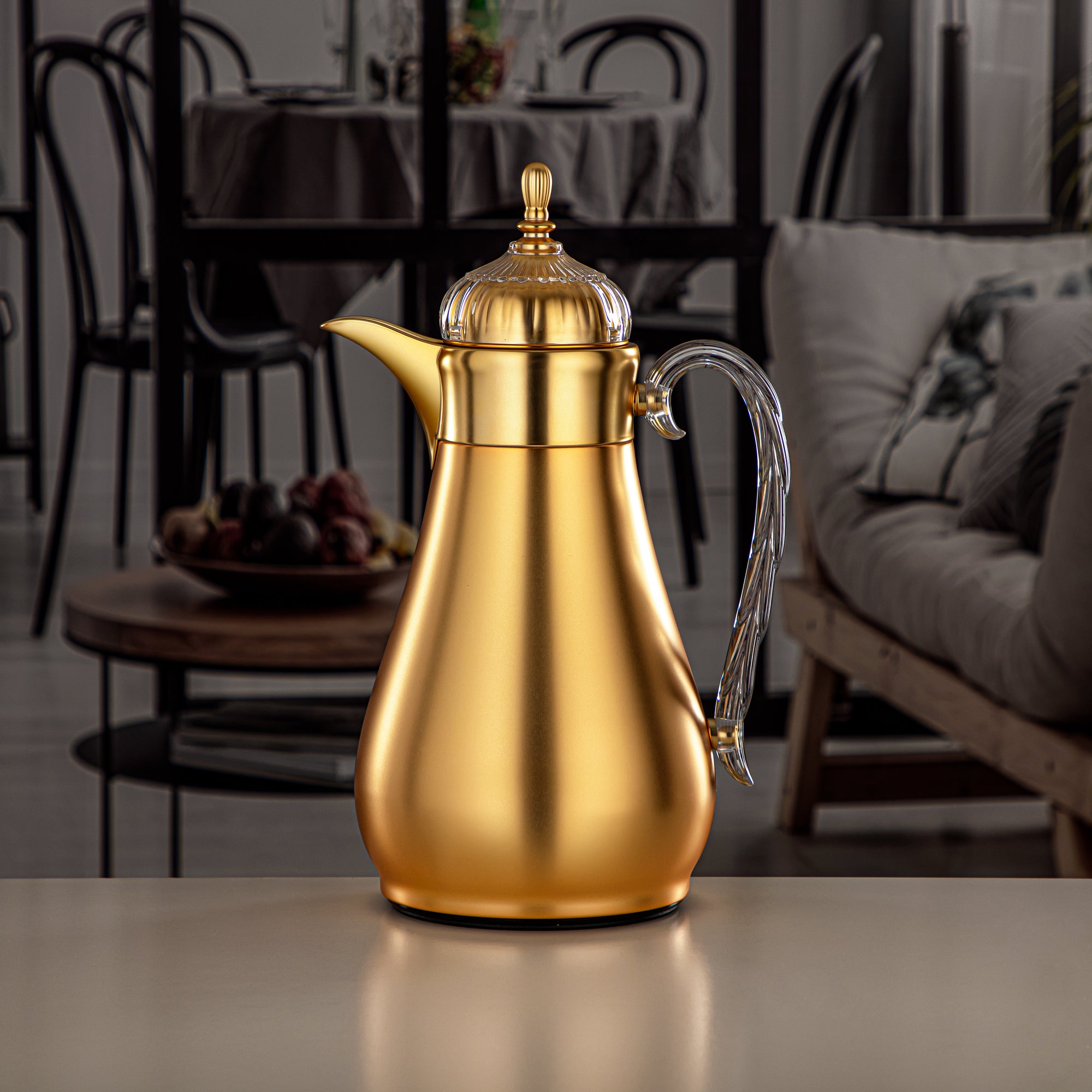 مجموعة طقم ترامس، زر ضغط، 0.7 لتر + 1 لتر، ذهب مات وشفاف (FG810-070/100 MG/TR) - مجموعات ترمس أنيقة