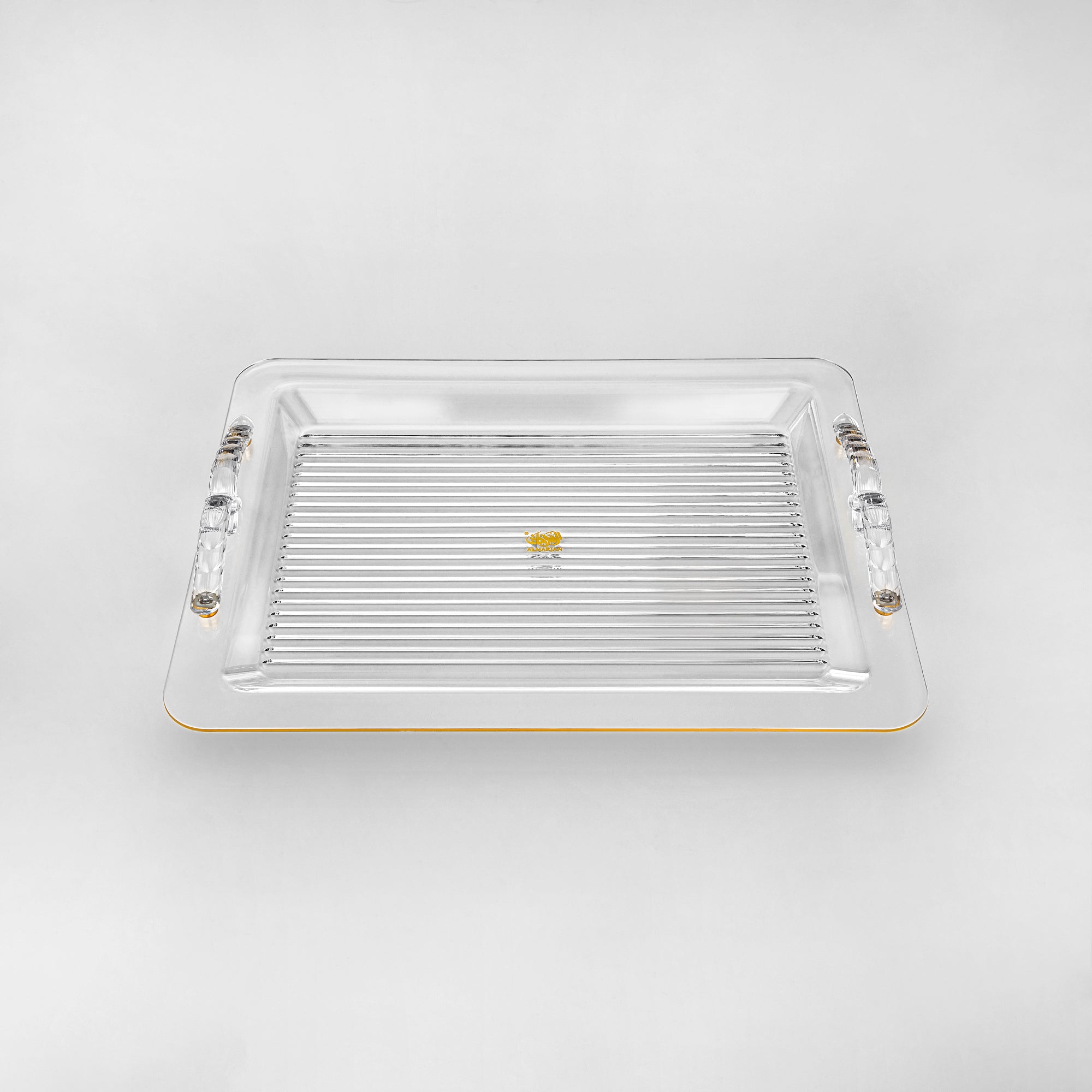 Almarjan Serving Tray 45CM, Acrylic, Gold & Transparent Handle (FG810T-450 ALLG) - Elegant Serveware