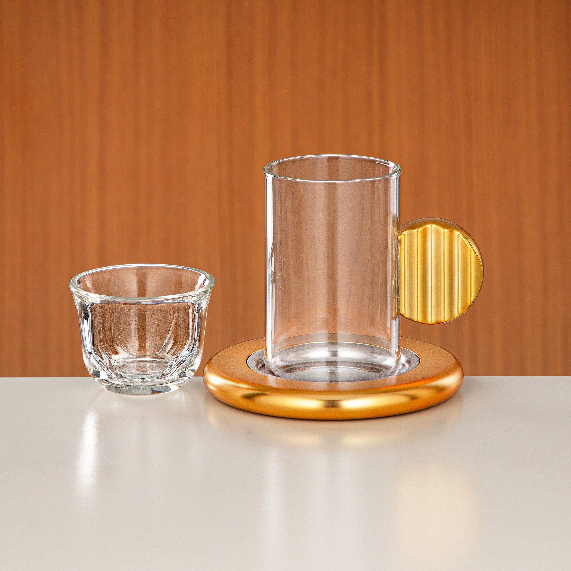 Almarjan Tea & Coffee Set 18 Pieces Nickel & Matt Gold