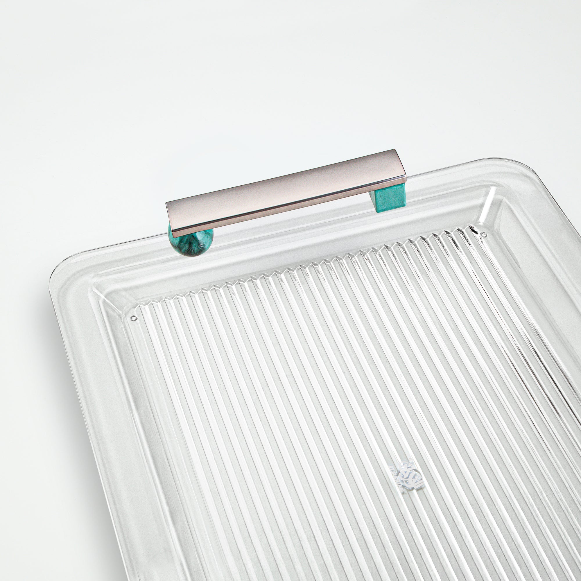 Almarjan Serving Tray 50cm Matt Nickel & Tiffany Green