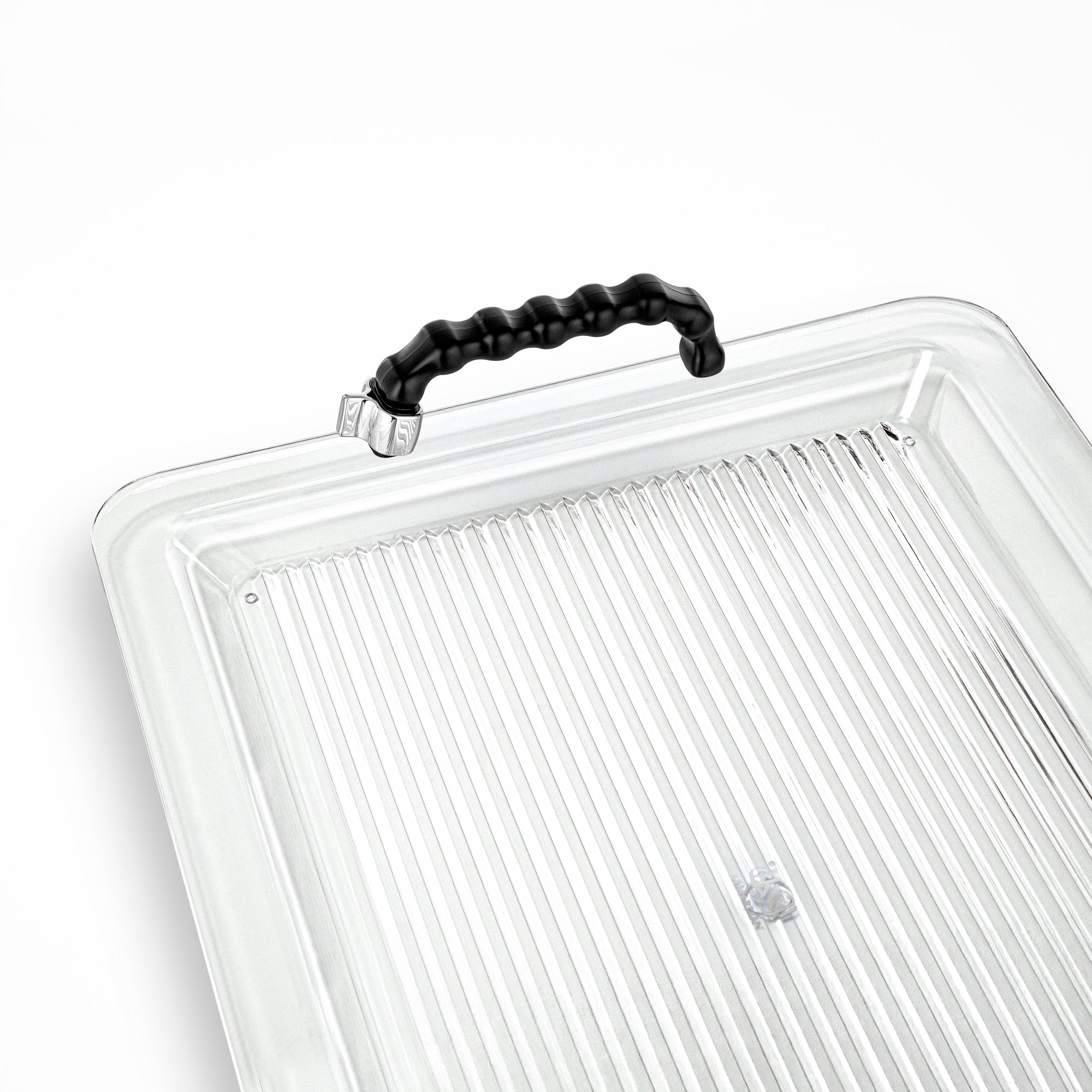 صينية تقديم أكريليك المرجان 50 سم، فضي وأسود