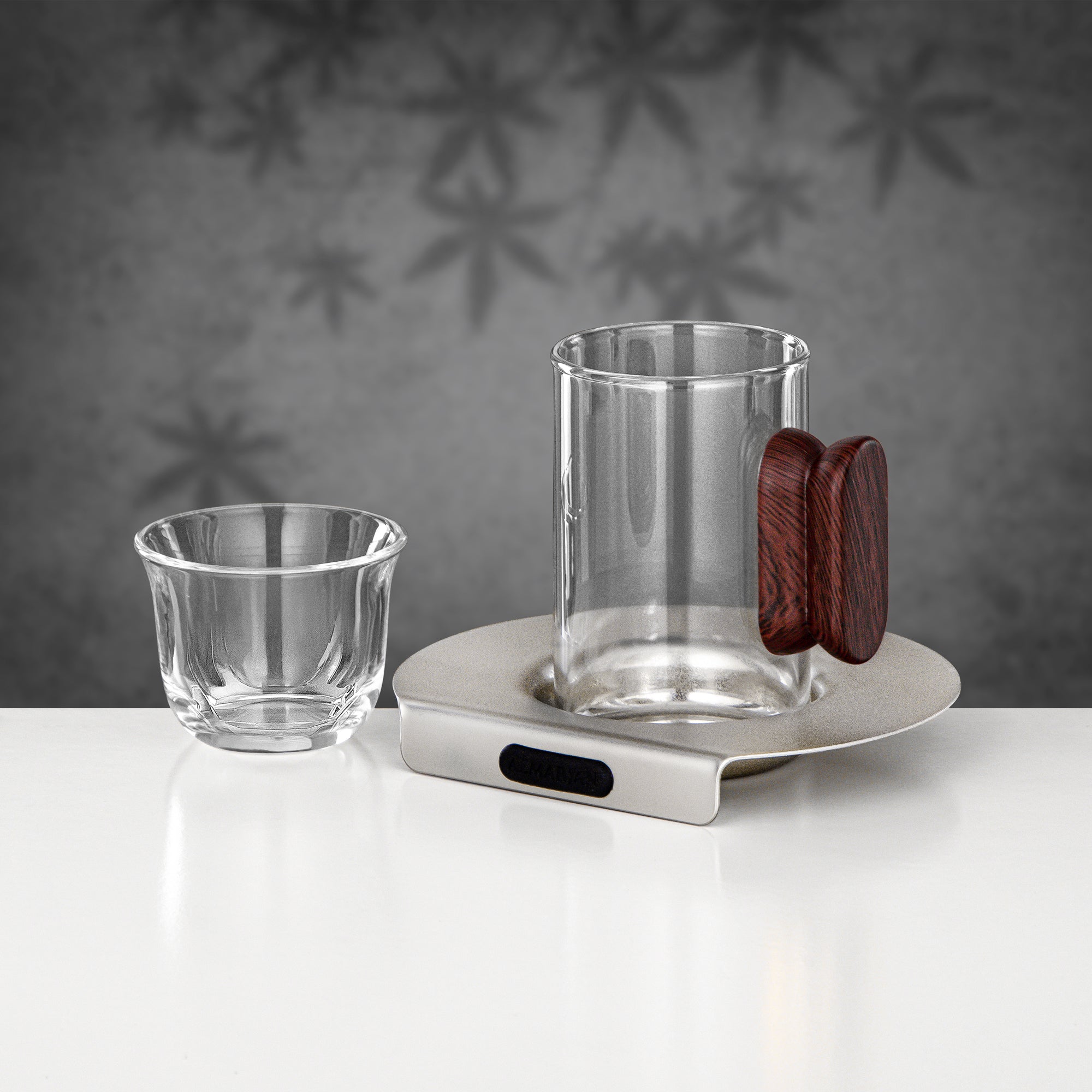 Almarjan 21 Pieces Tea & Coffee Set, Matt Nickel & Dark Wood
