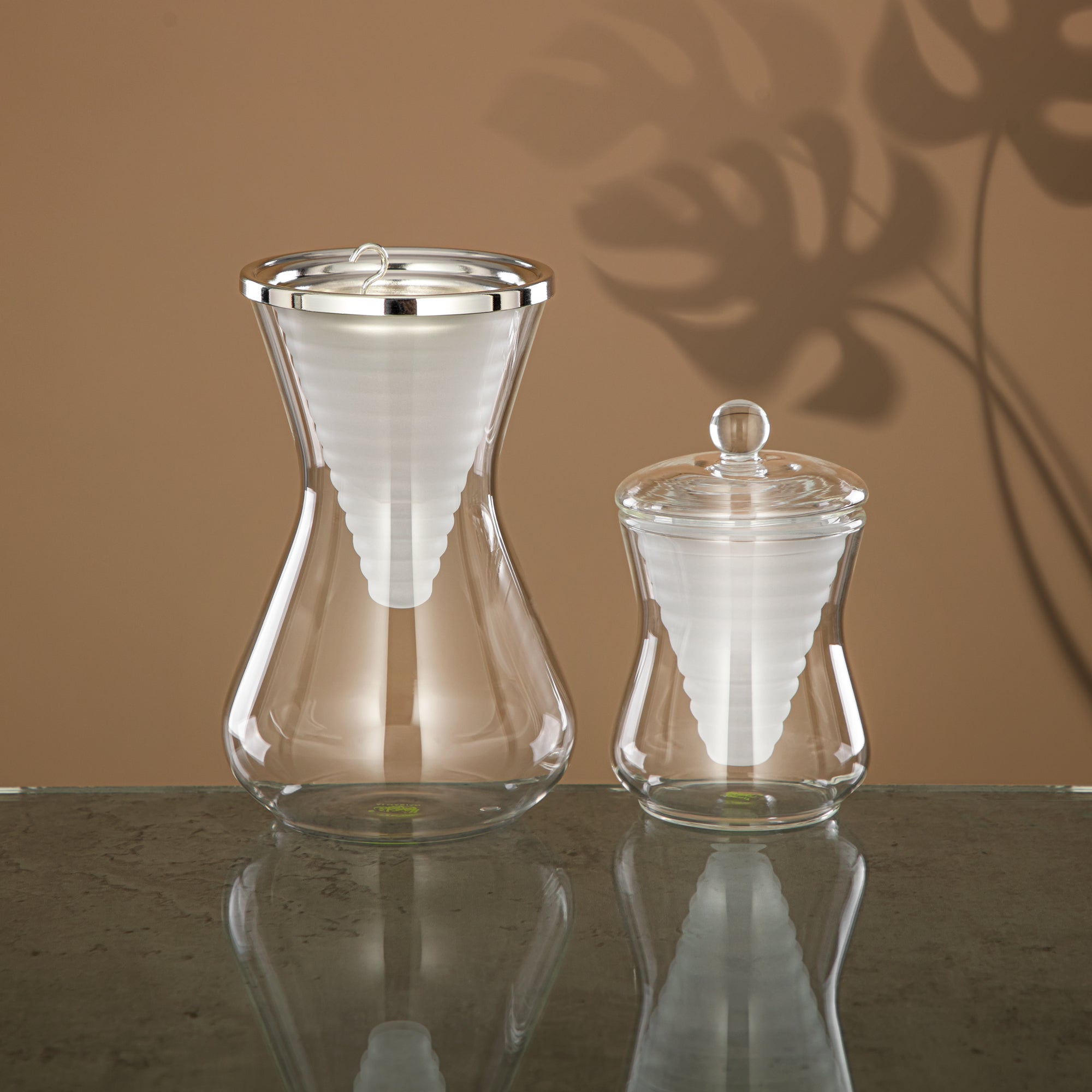 مجموعة مبخرة المرجان 2 قطعة، زجاج بوروسيليكات، شفاف وضبابي (GLS0010170) - مبخرة عود