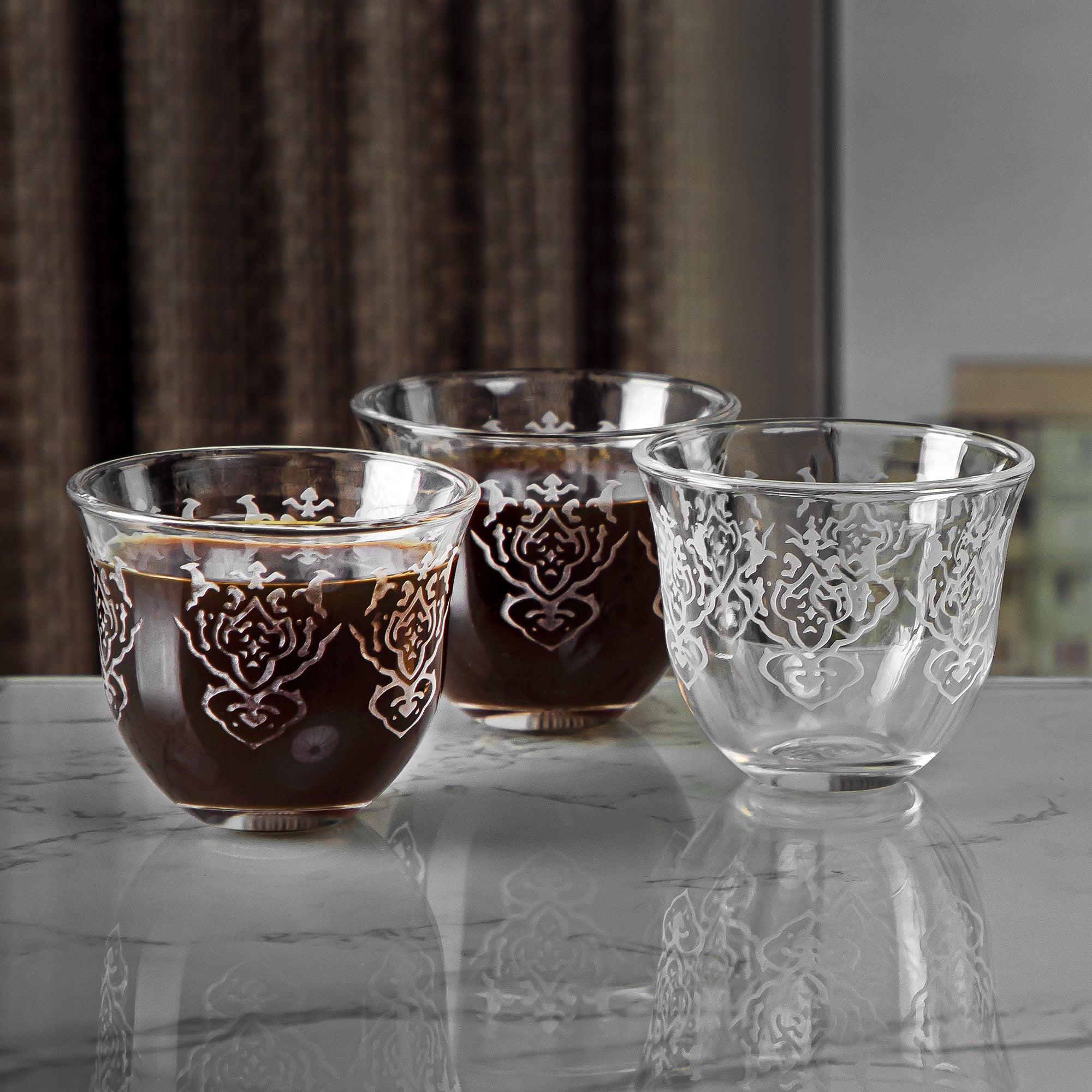 Almarjan 6 Pieces Dome Collection Glass Cawa Cup