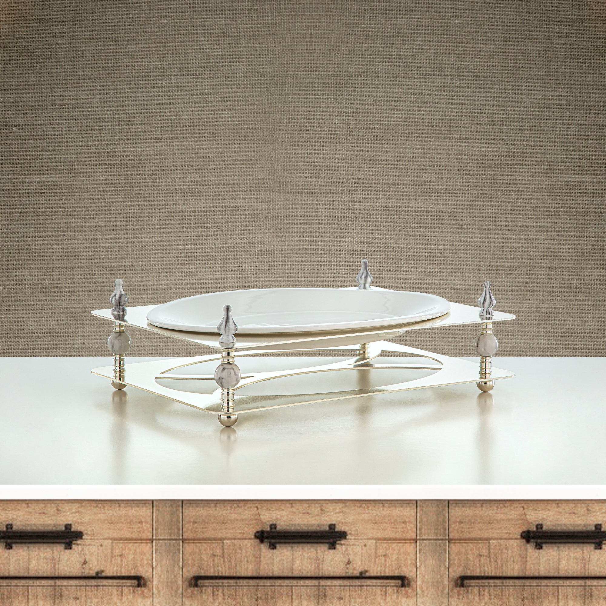 Almarjan 36 CM Serving Tray Silver - HM4112-S