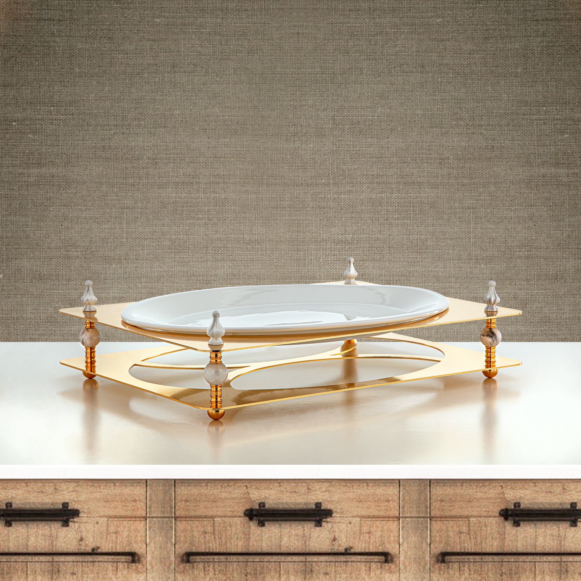 Almarjan 43 CM Serving Tray Gold - HM4113-G