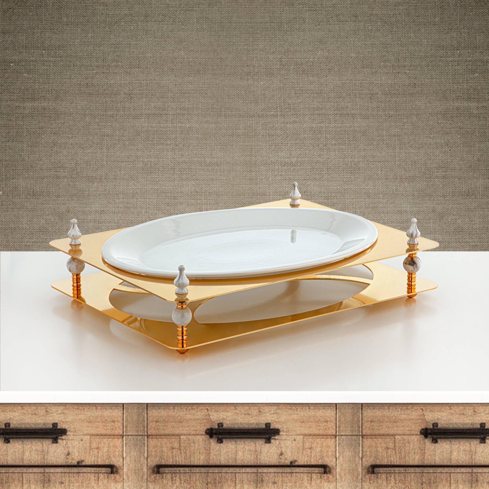 صينية تقديم المرجان 43 سم ذهبية - HM4113-G