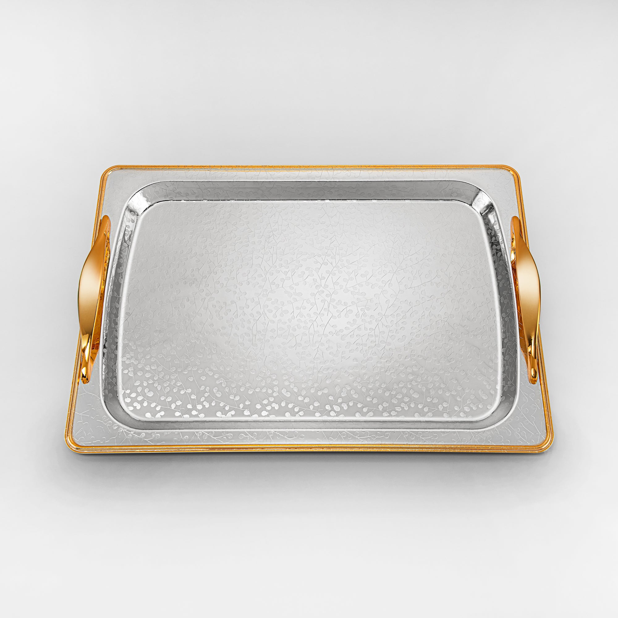 مجموعة صواني تقديم المرجان 3 قطع فضي وذهبي - HT2411001