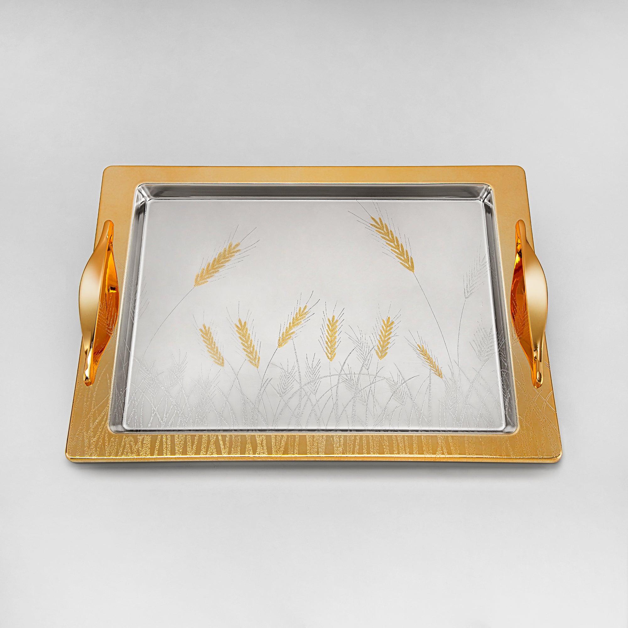 Almarjan 3 Pieces Serving Tray Set Silver & Gold - HT2411003