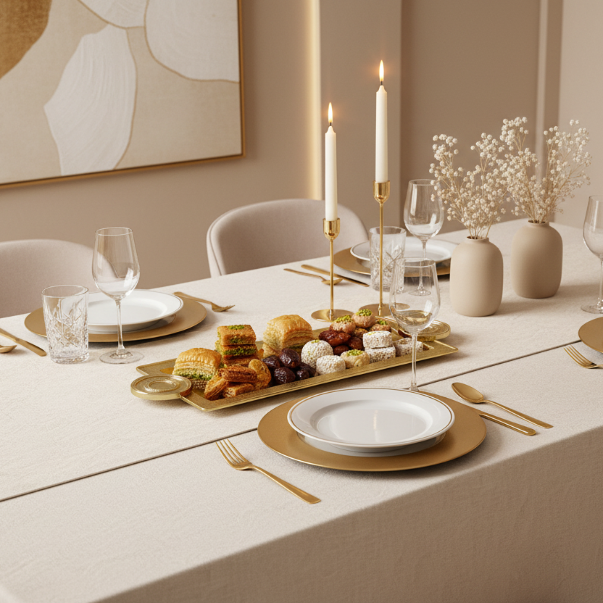 صينية تقديم المرجان 56 سم نحاس بتأثير التشقق