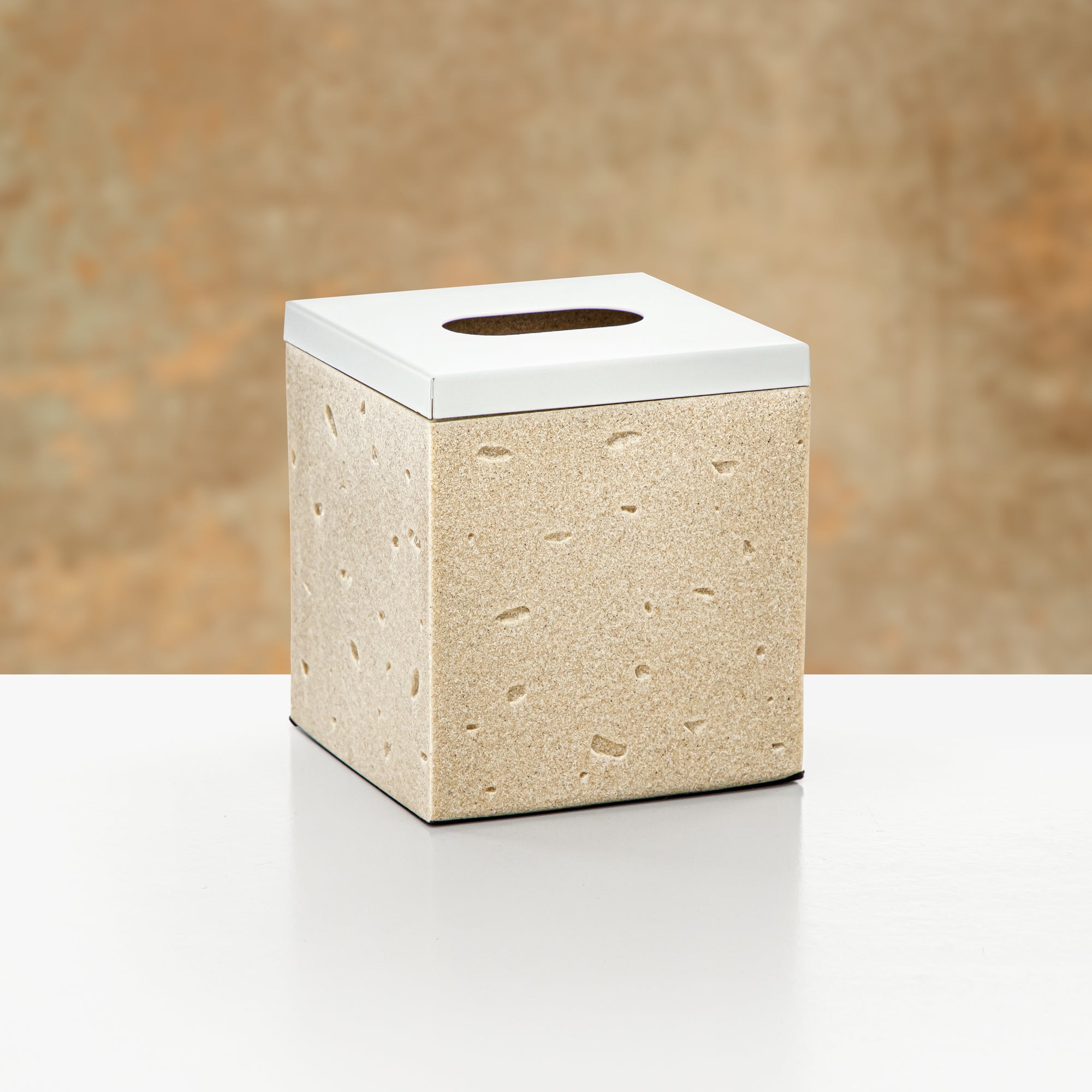 Almarjan Tissue Box Travertine & White