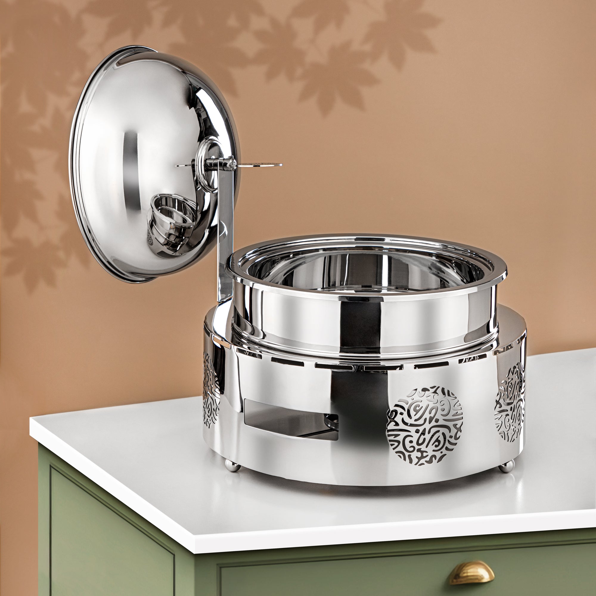 Almarjan Chafing Dish Stainless Steel 5L Silver (MD-3014A) - Stylish Serveware