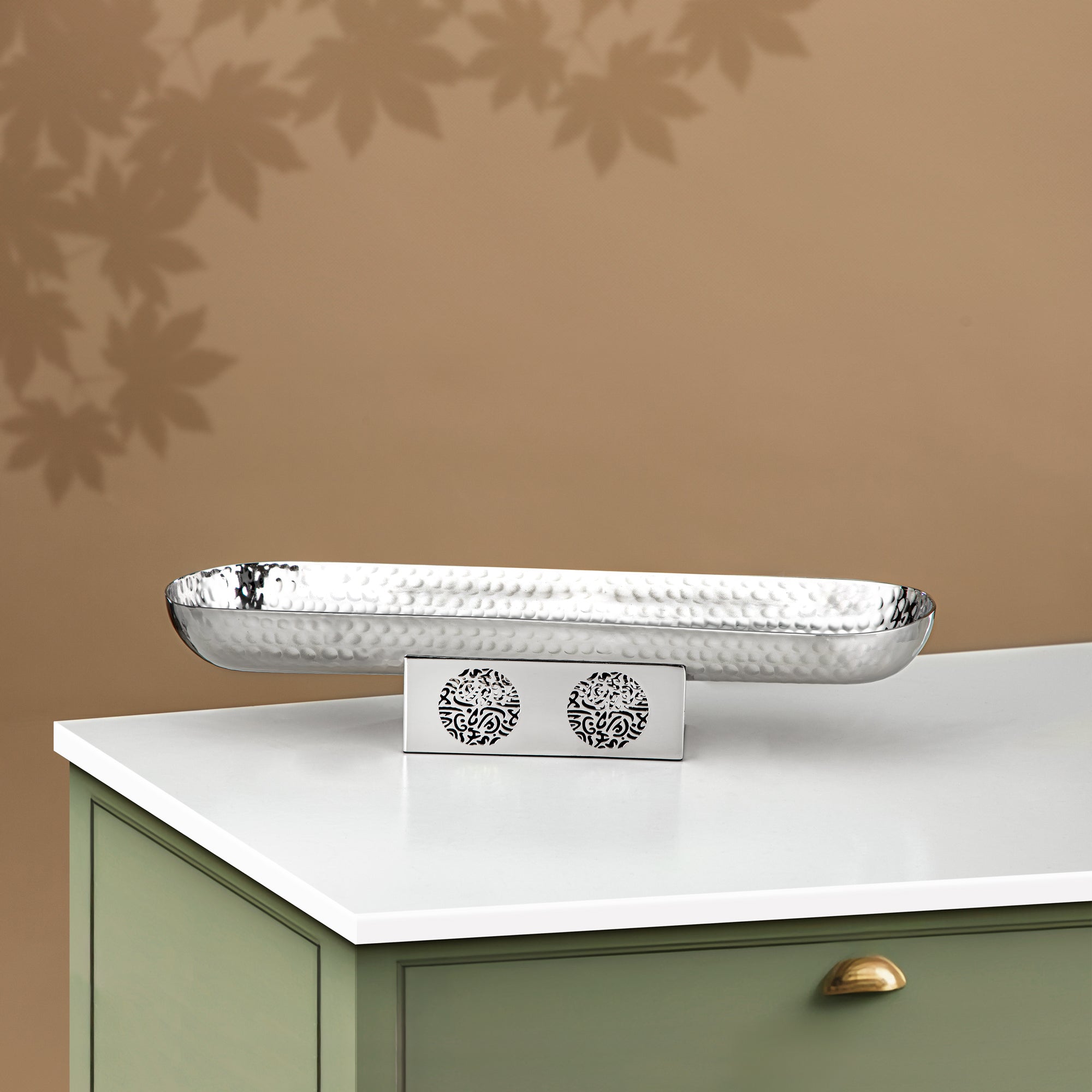 صينية تقديم المجران ستانلس ستيل، 39 سم × 9.5 سم، فضي (MD-3028 A) - أدوات تقديم أنيقة