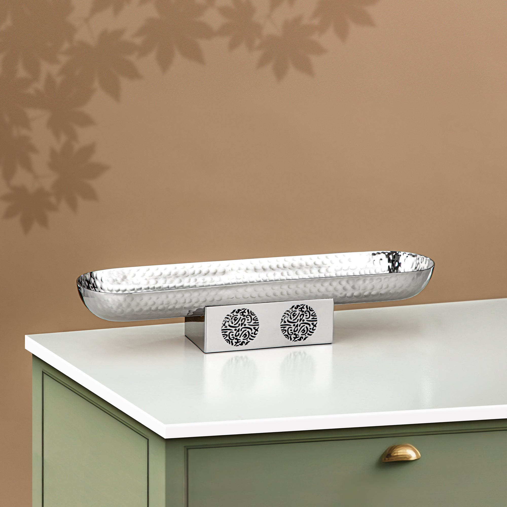 Almarjan Serving Tray Stainless Steel, 39CM x 9.5CM, Silver (MD-3028 A) - Stylish Serveware