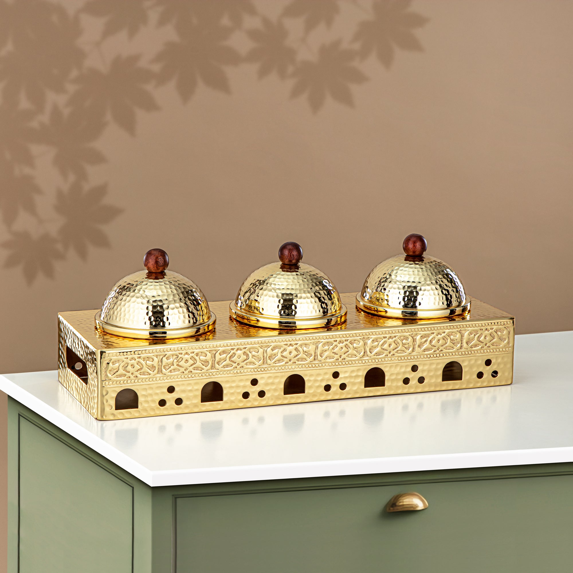 طقم حلوى المرجان 3 قطع ستانلس ستيل، ذهب (MD-3050) - أدوات تقديم أنيقة