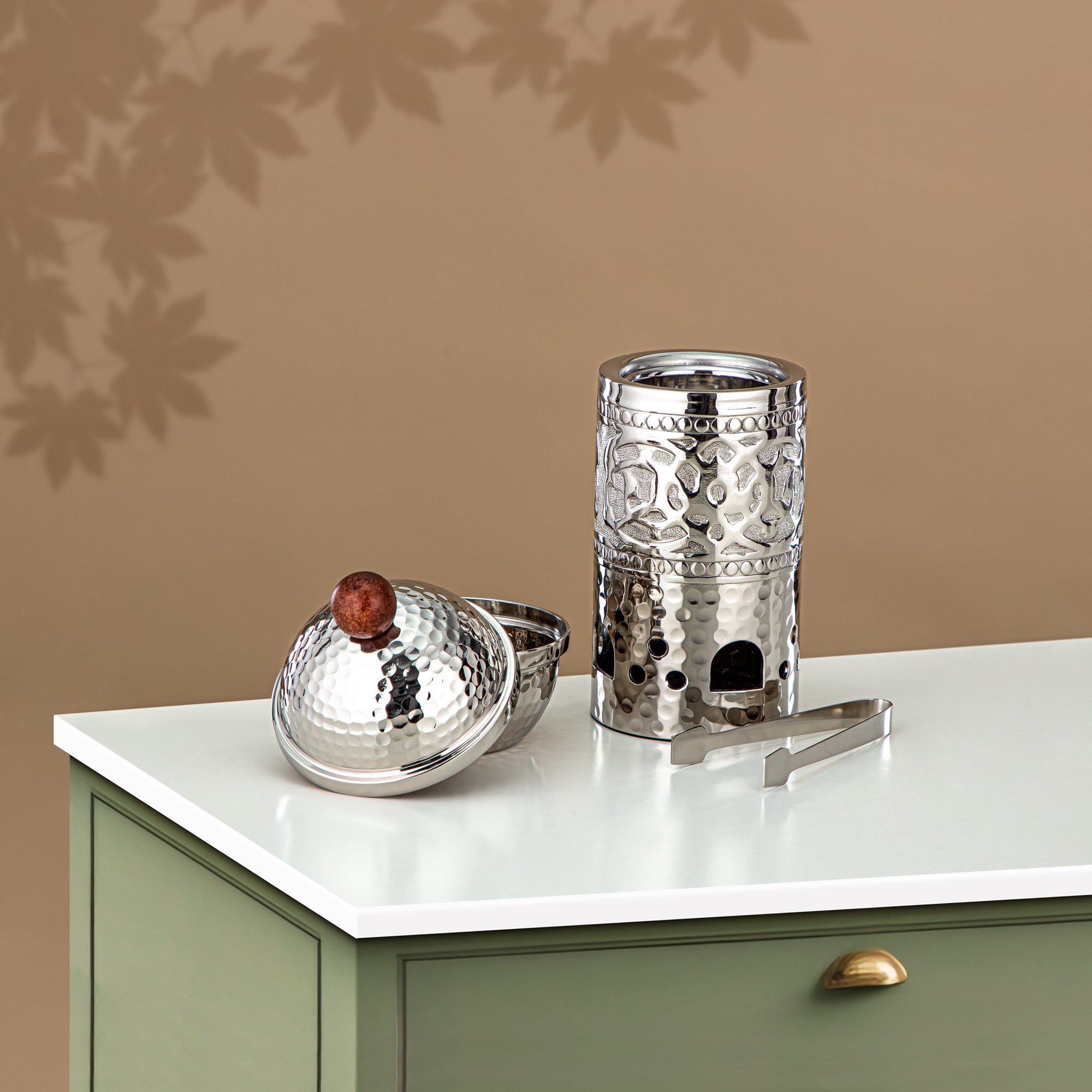 مجموعة مبخرة المارجان، فضي (MD-3053) - مبخرة عود