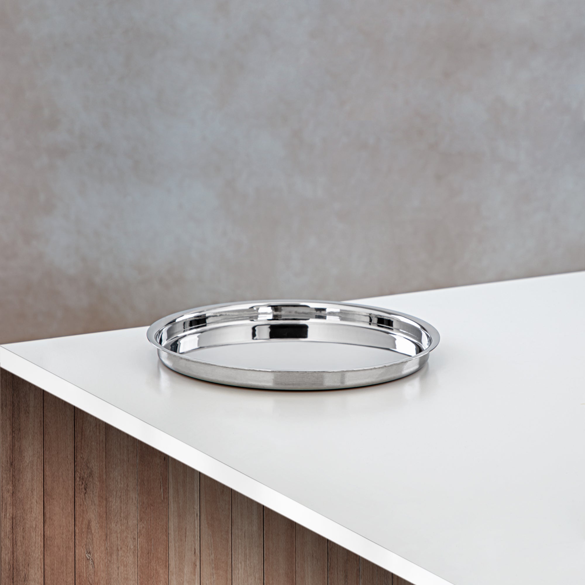 Almarjan 25 CM Tray With Cover Wood & Silver - MD-5022 B