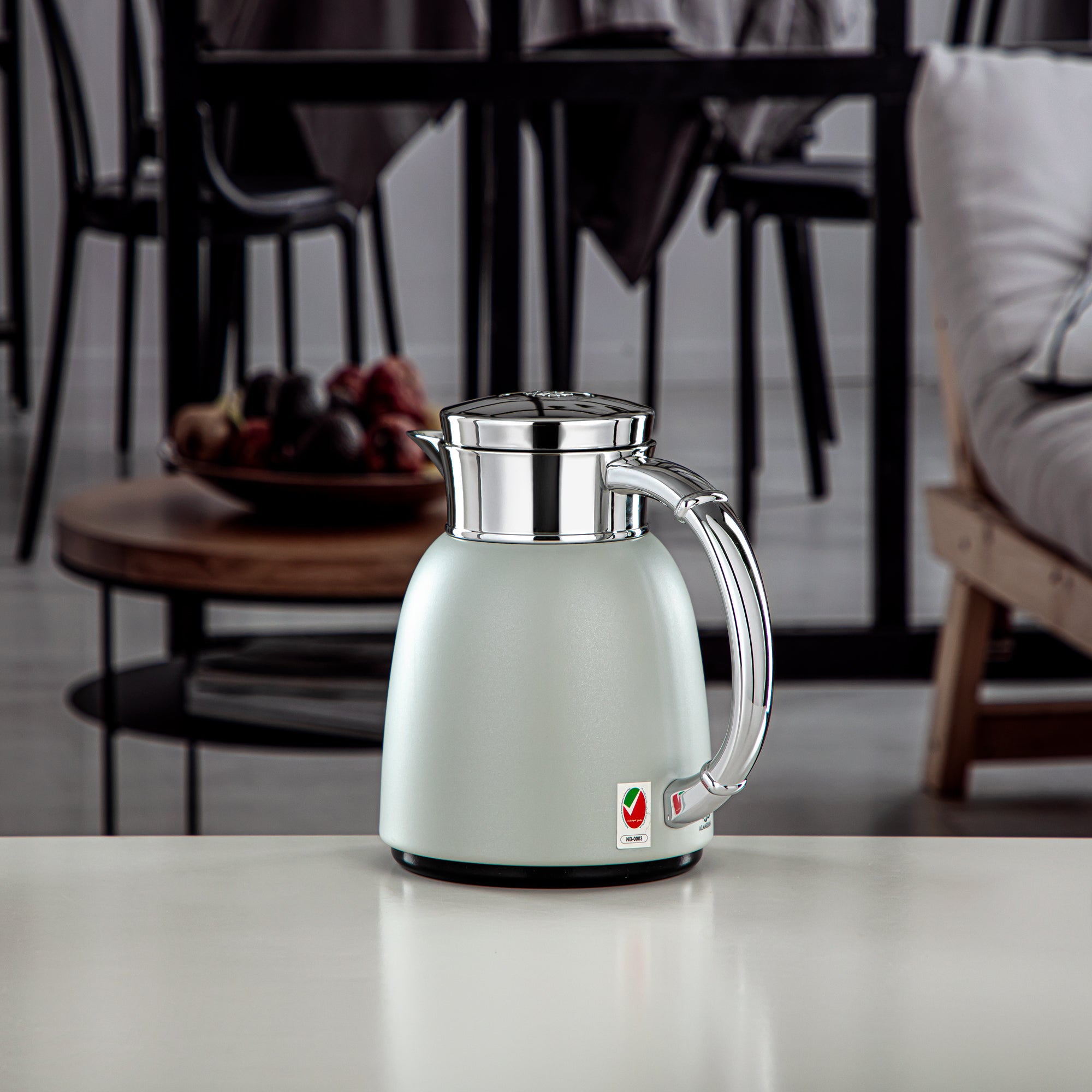 ترمس المرجان سعة 0.35 لتر (QVC-0350Q265YZC) - زر ضغط، رمادي حجري وفضي | أدوات تقديم عصرية