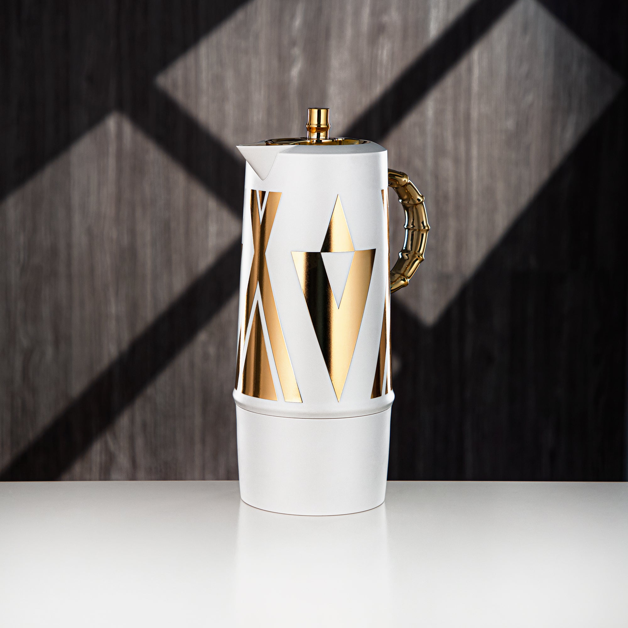 ألمرجان طقم ترامس، زر ضغط، ABS، 0.6 لتر + 1 لتر، أبيض وذهبي (SJ28W) - تقديم الشاي والقهوة