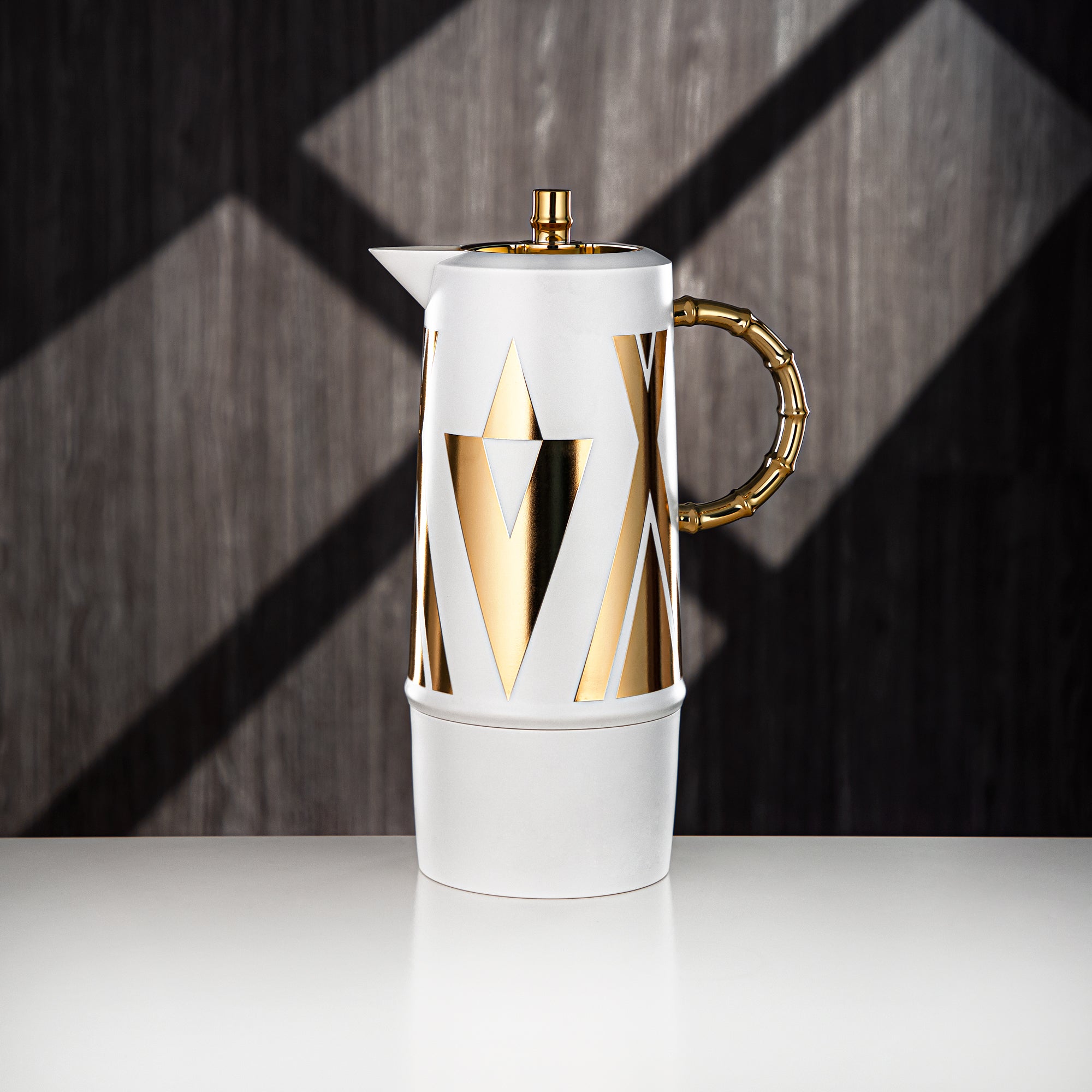 ألمرجان طقم ترامس، زر ضغط، ABS، 0.6 لتر + 1 لتر، أبيض وذهبي (SJ28W) - تقديم الشاي والقهوة