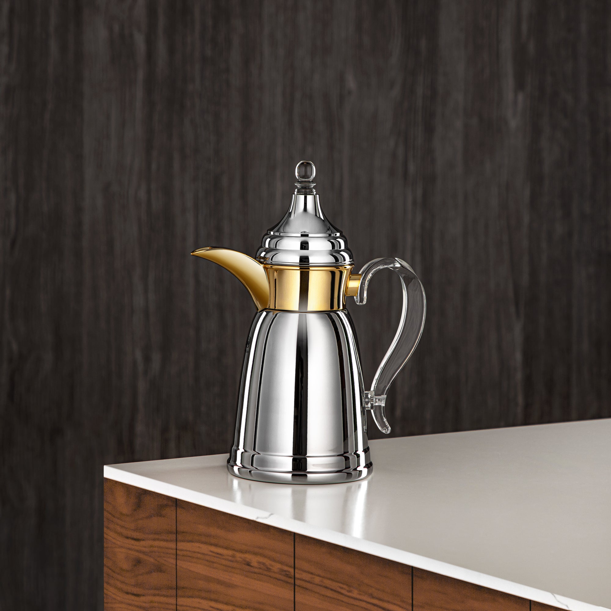 Almarjan 350 ML Stainless Steel Double Wall Flask Silver & Gold - SM-2E02-035 C/G