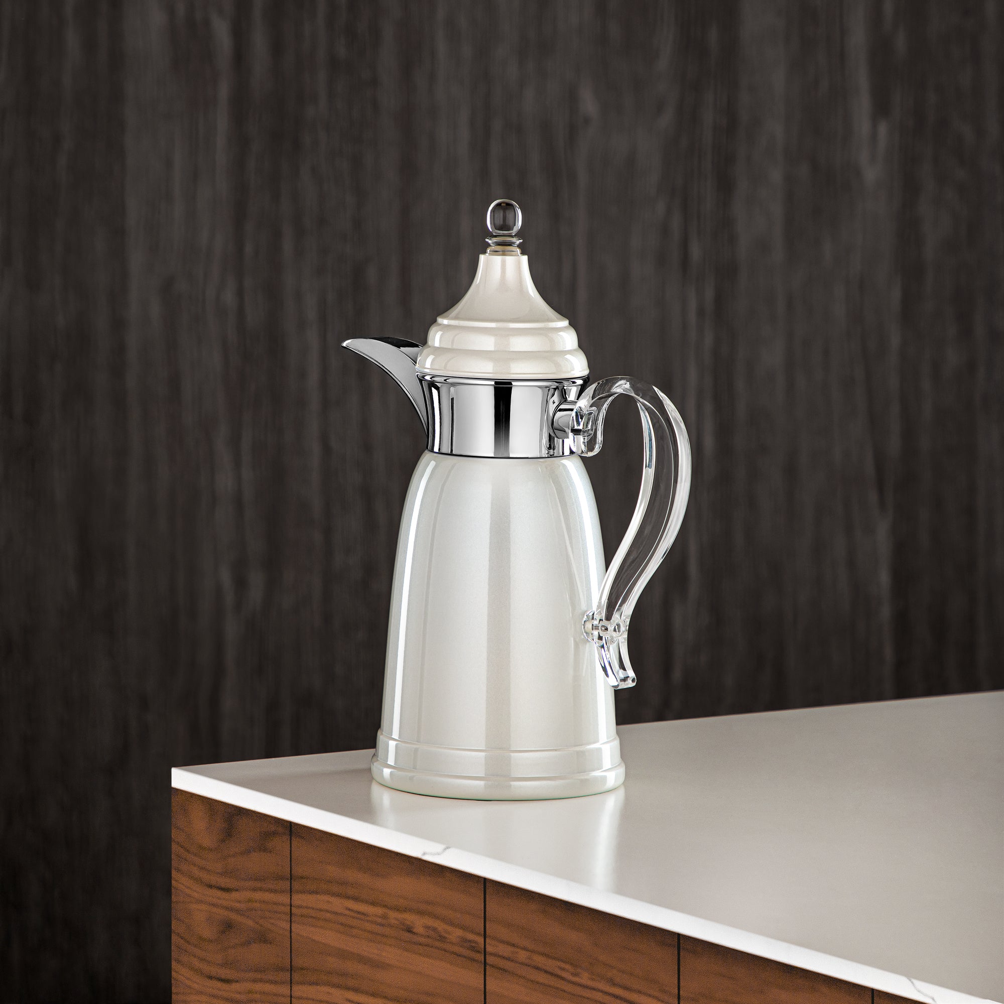 المرجان 600 مل جدار مزدوج من ستانلس ستيل لؤلؤية بيضاء وفضية - SM-2E02-060 PW/C