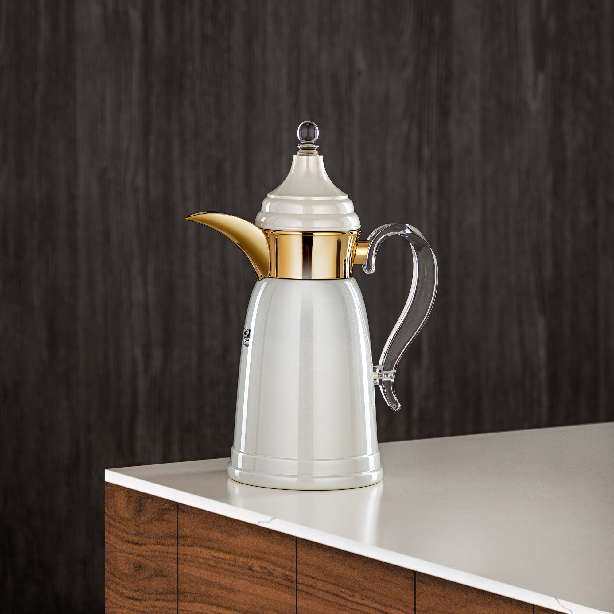 Almarjan 600 ML Stainless Steel Double Wall Flask Pearl White & Gold - SM-2E02-060 PW/G