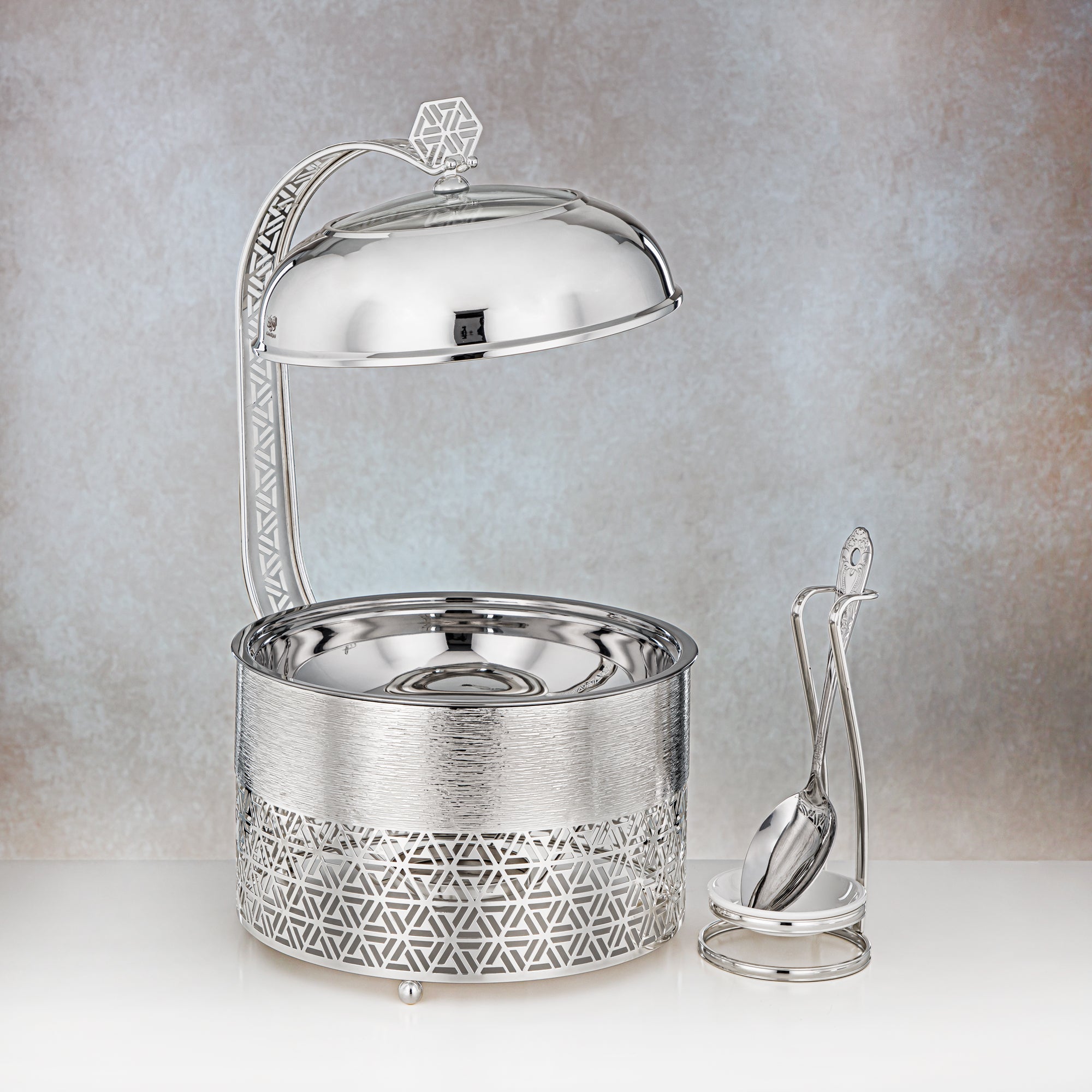 المرجان طبق تسخين 3000 مل فضي - STS0013207