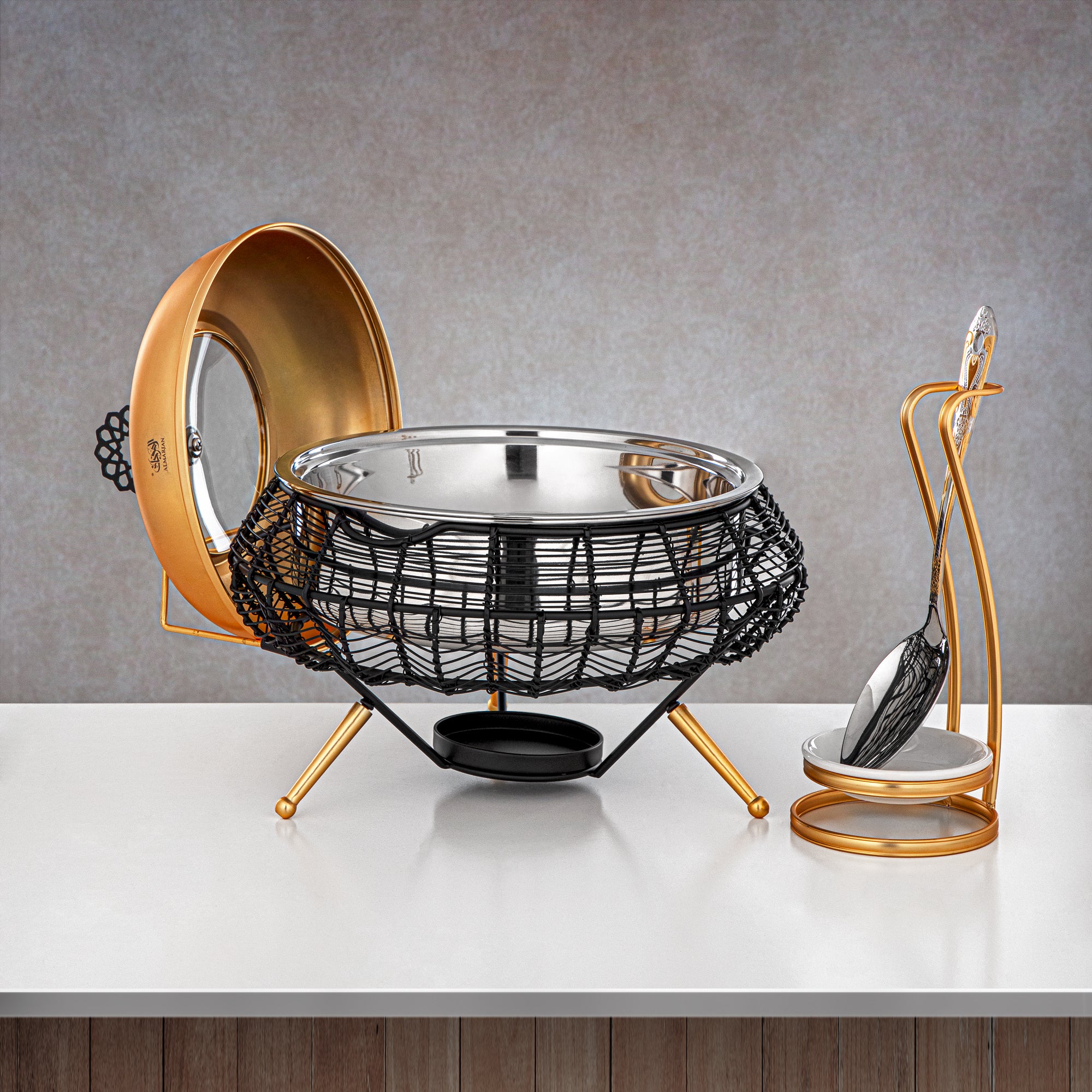 Almarjan 2000 ML Chafing Dish Black & Gold - STS0013226