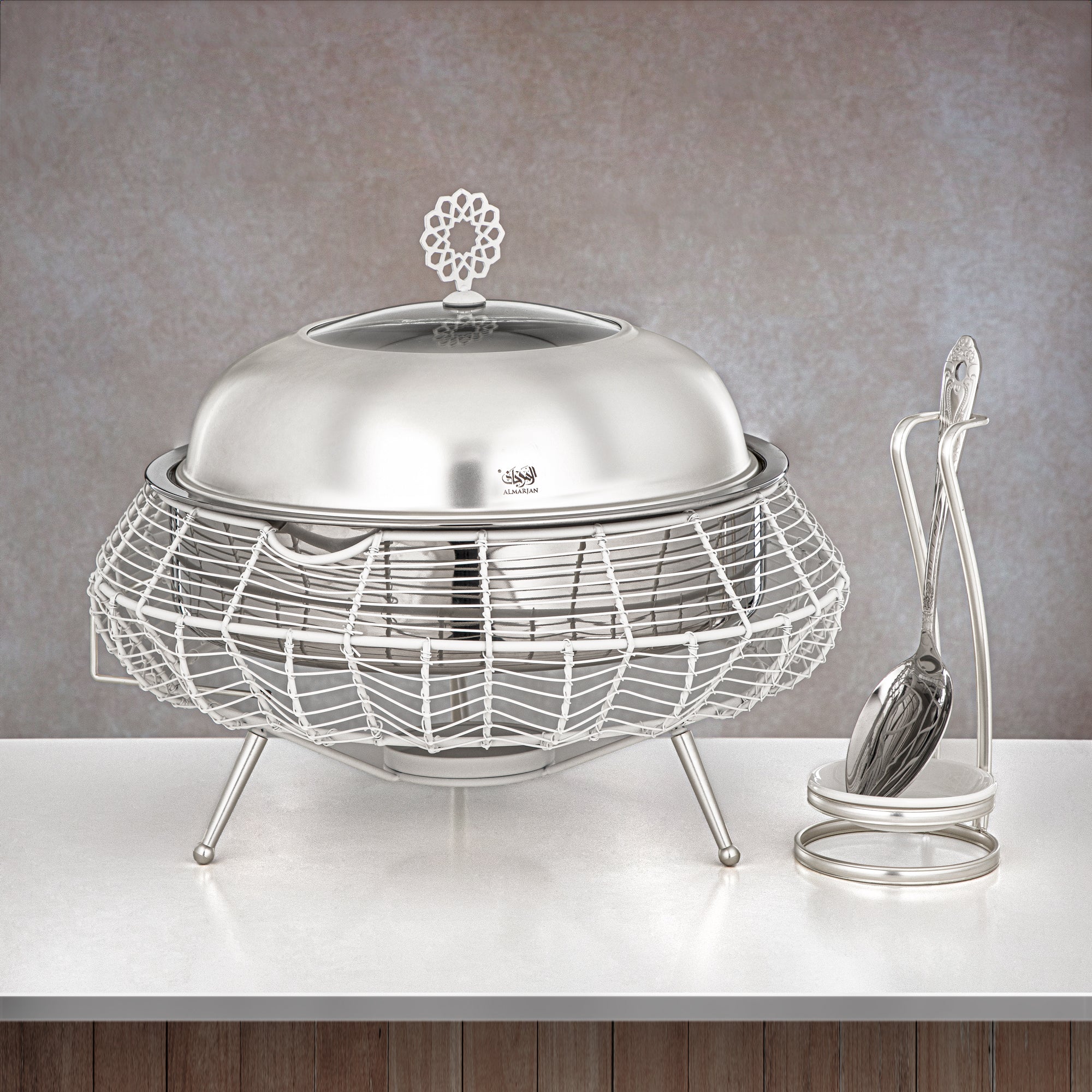 Almarjan 4000 ML Chafing Dish White & Silver - STS0013240