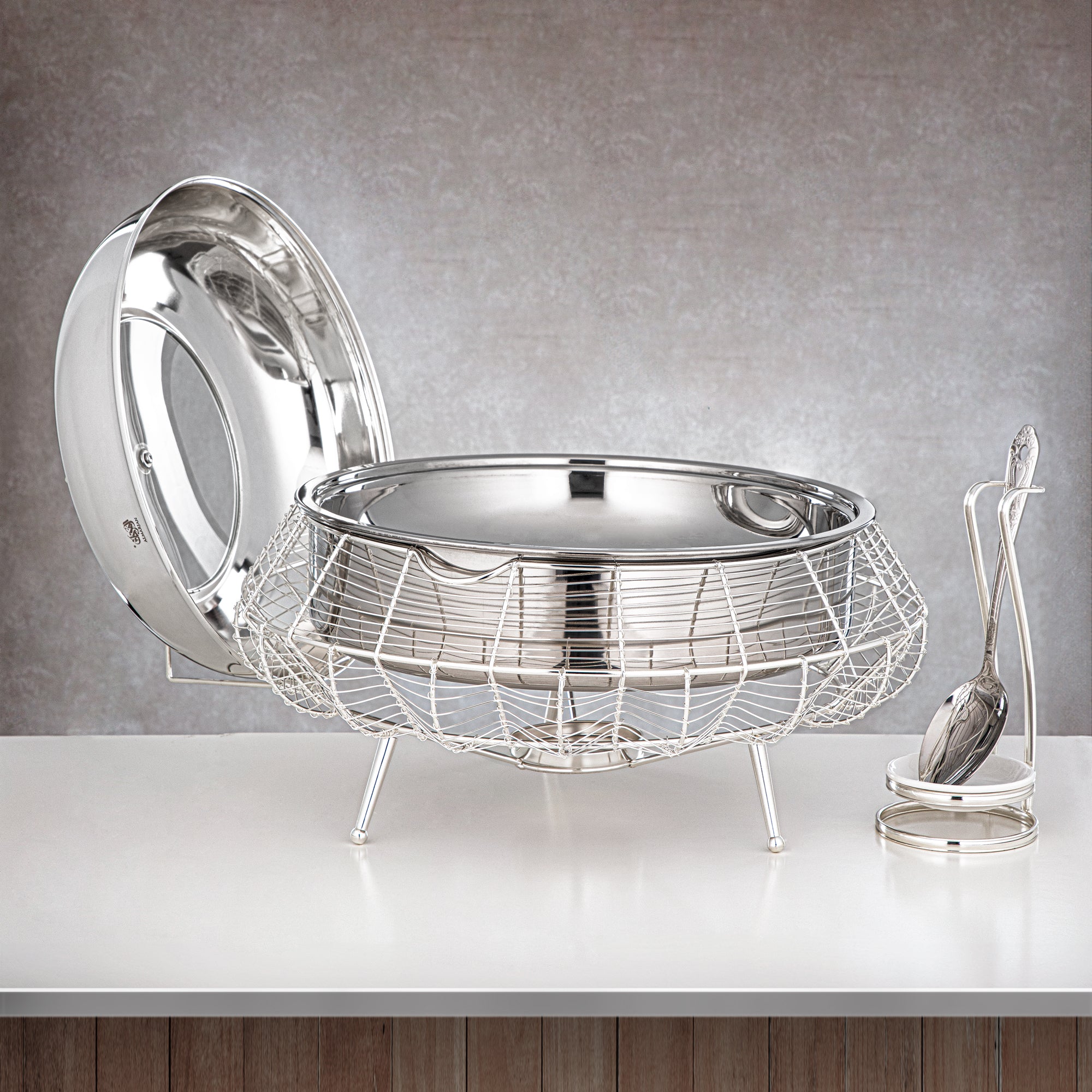 طبق تسخين المرجان 6500 مل فضي - STS0013245