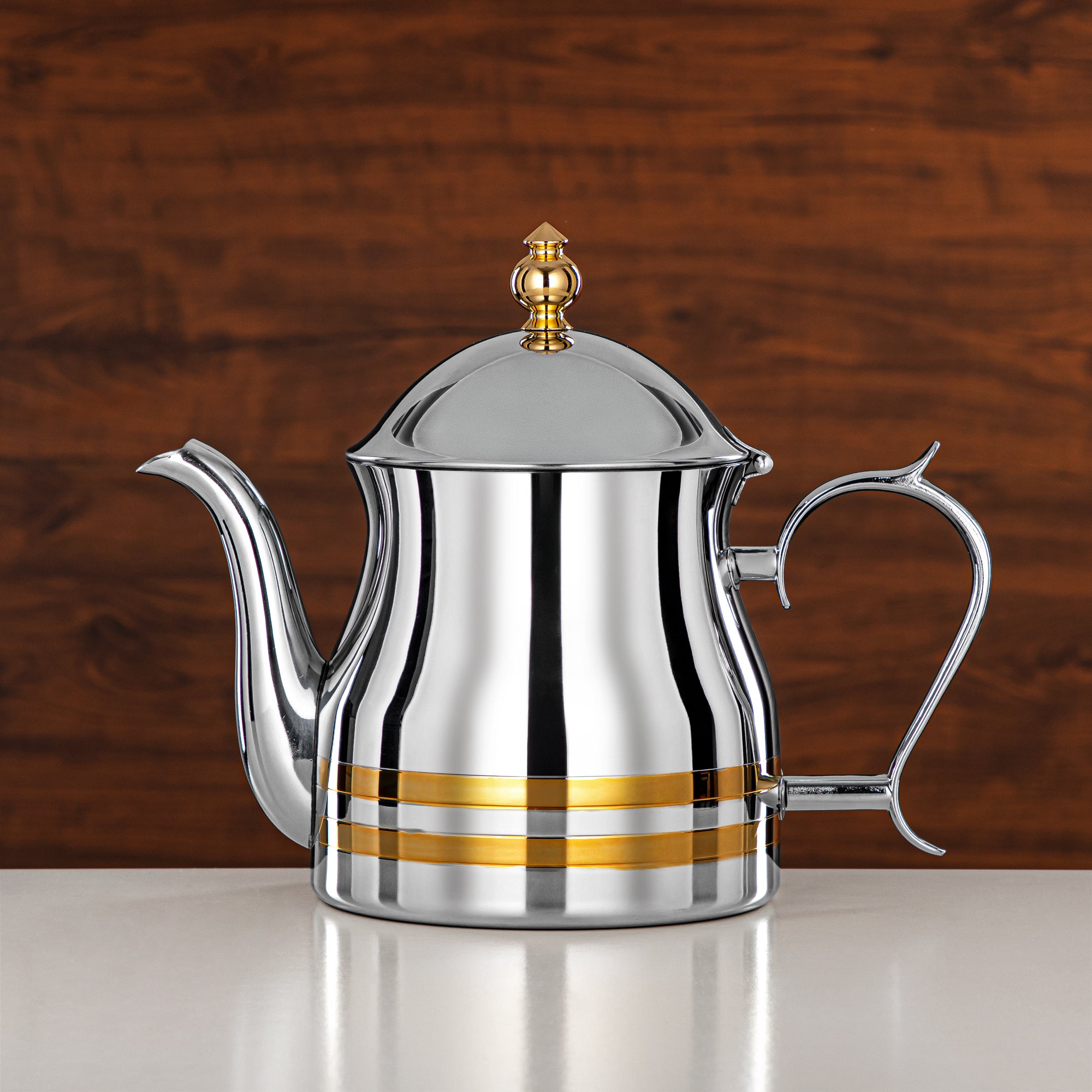 Almarjan Teapot 48oz Silver Gold – Elegance