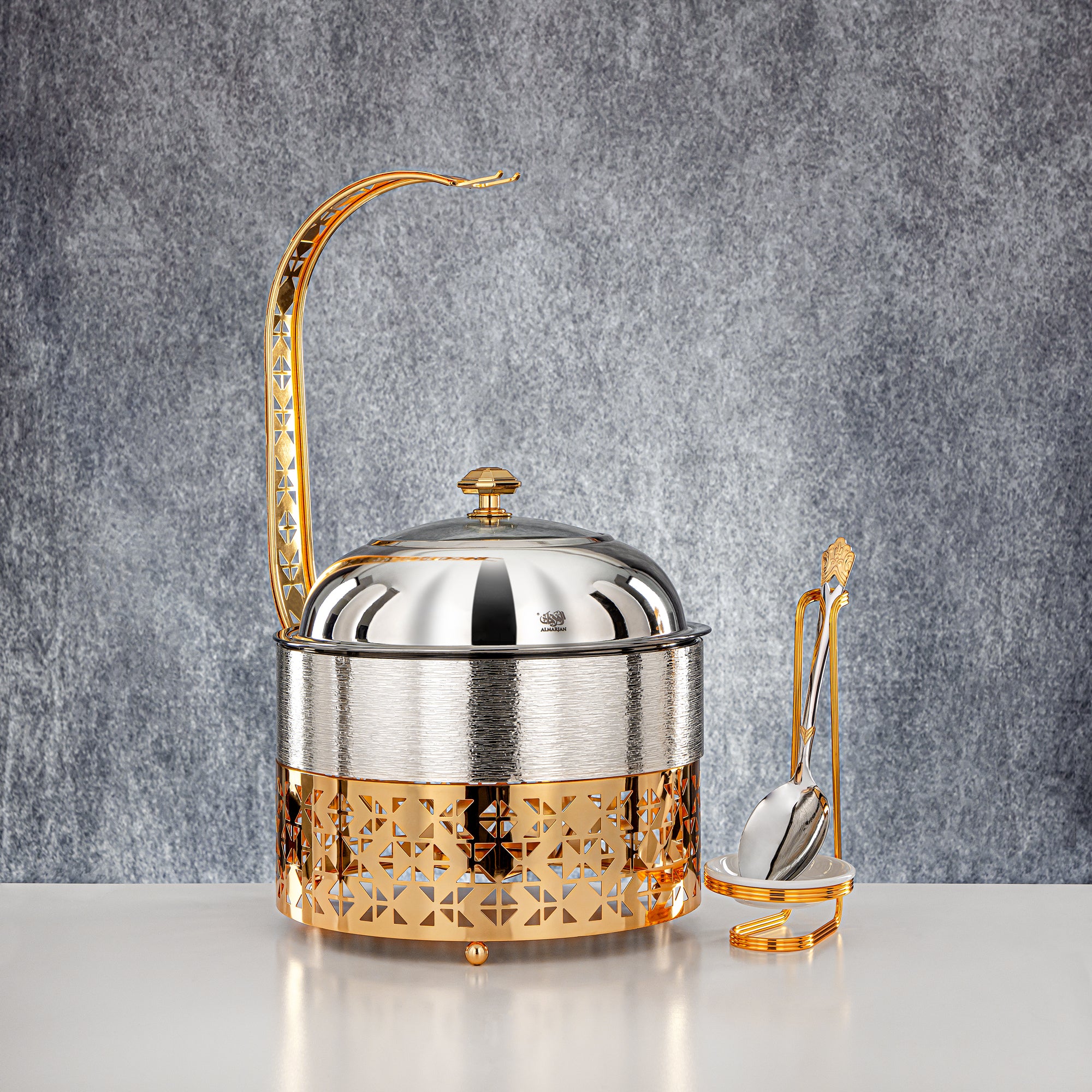 المرقجان 3000 مل طبق تسخين فضي وذهبي - STS0013341