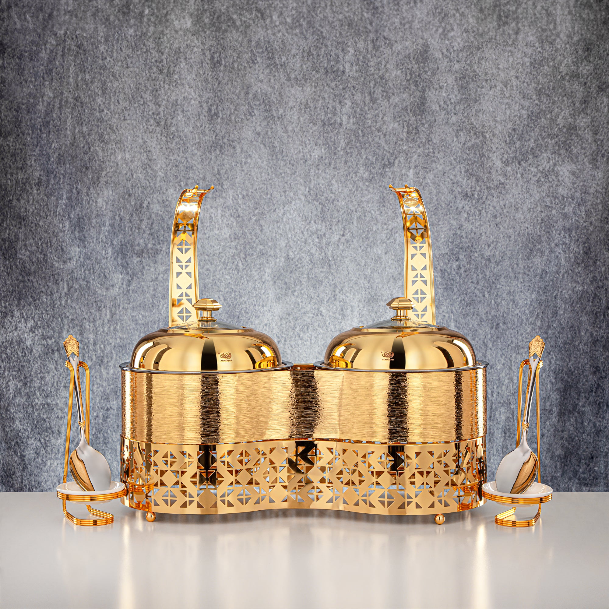 Almarjan 2000 ML + 2000 ML Double Chafing Dish Gold - STS0013344