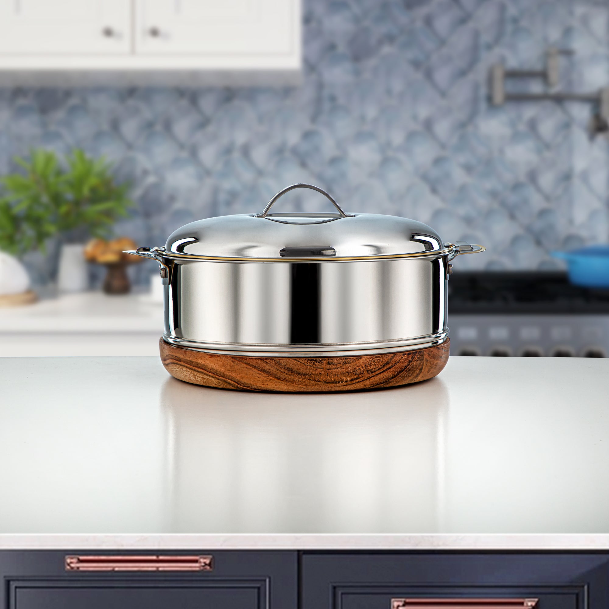 Almarjan 2500 ML Larin Collection Stainless Steel Hot Pot Silver & Woo