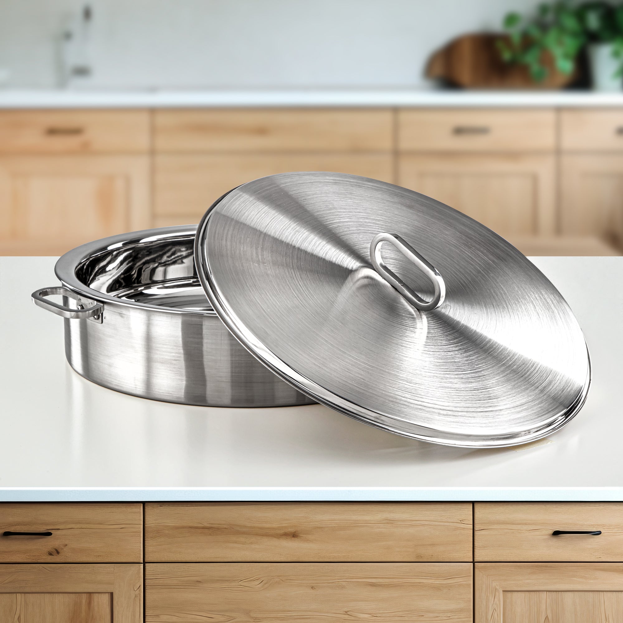 Almarjan 40 CM Diana Collection Stainless Steel Hot Pot Silver - H24P31