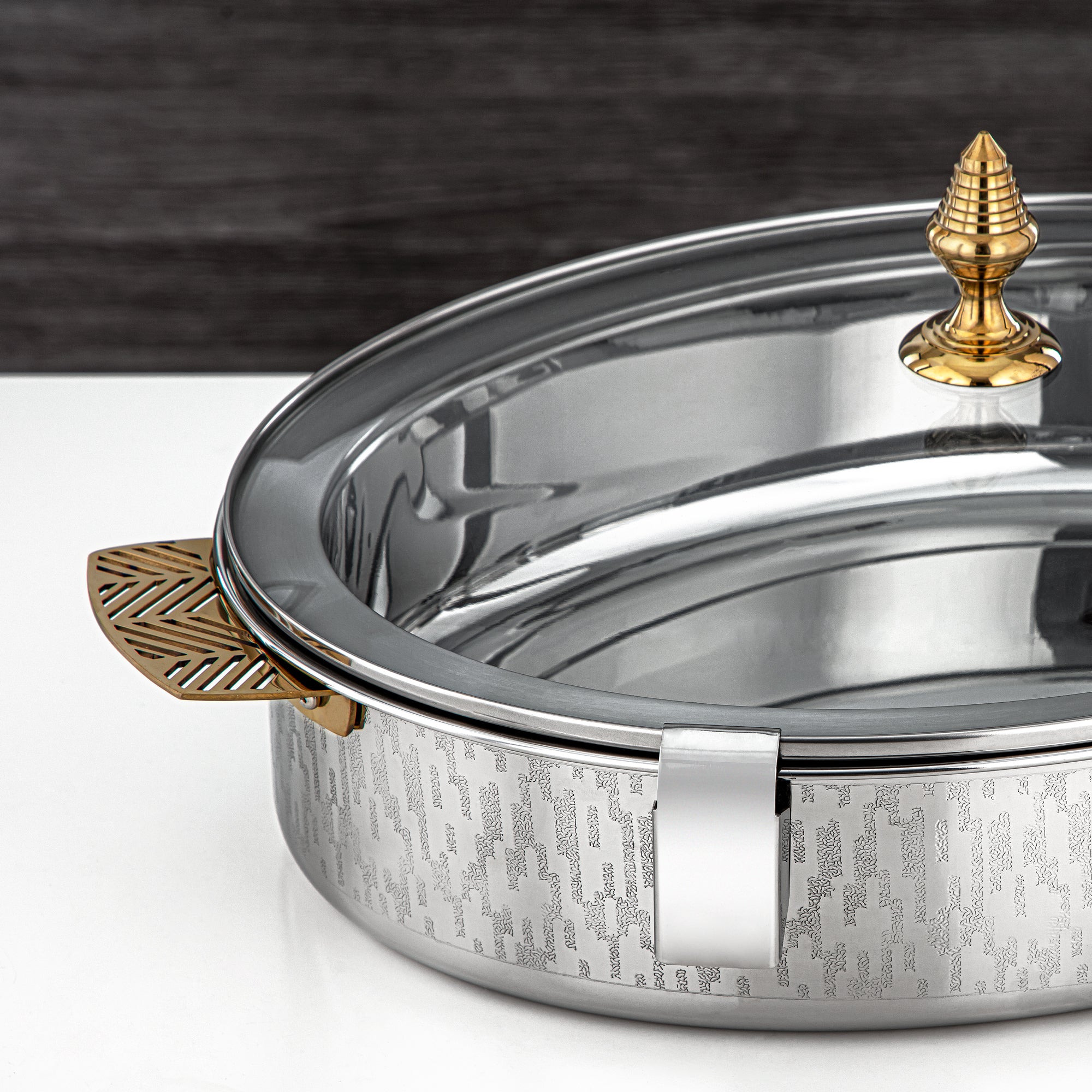 Almarjan Mandi Collection Hot Pot 40cm Silver & Gold