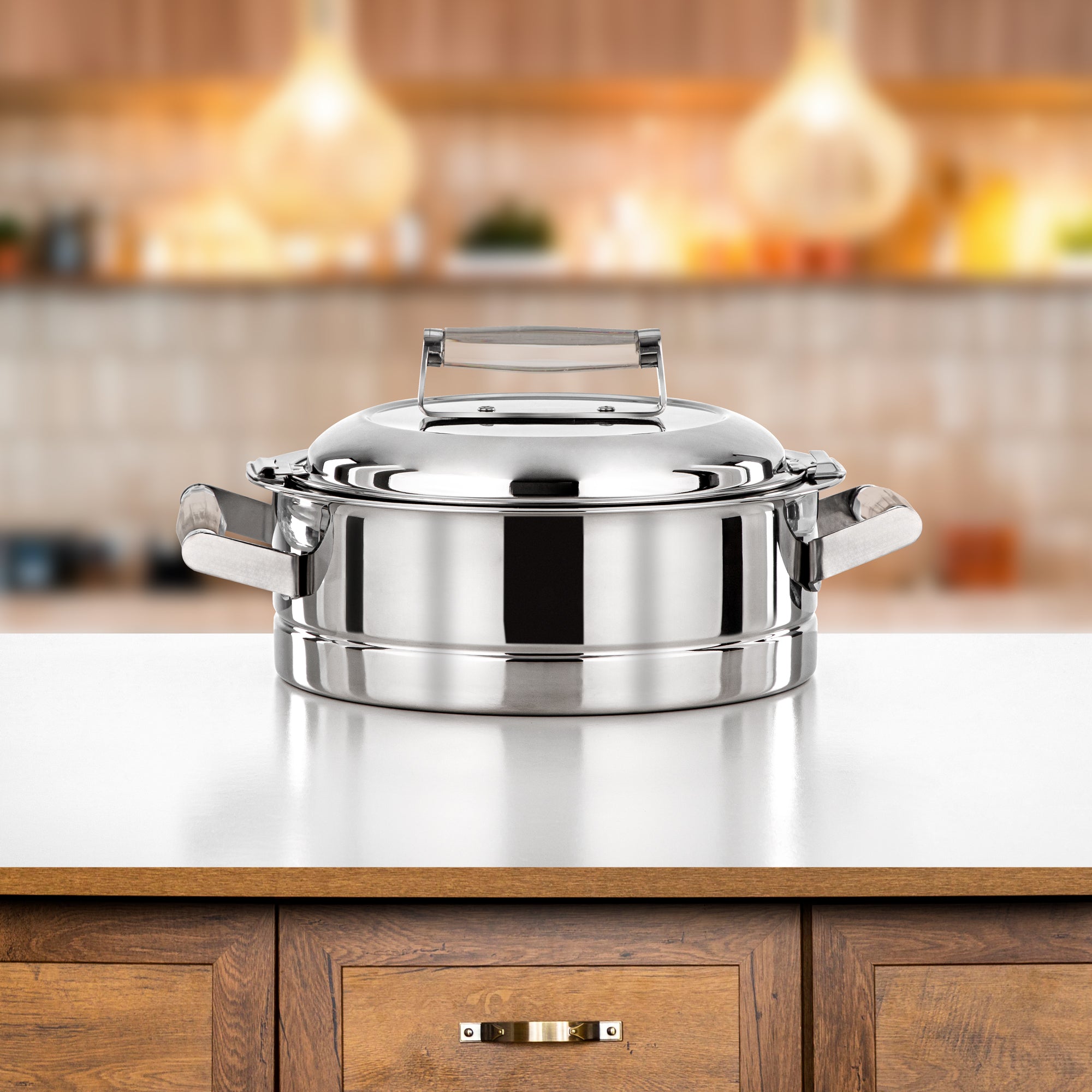 Almarjan 25 CM Areej Collection Stainless Steel Hot Pot Silver-H25P7