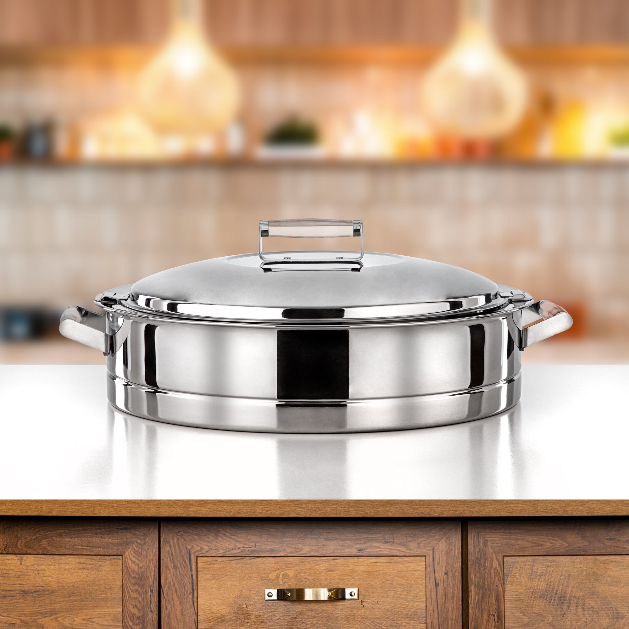 Almarjan 40 CM Areej Collection Stainless Steel Hot Pot Silver-H25P7