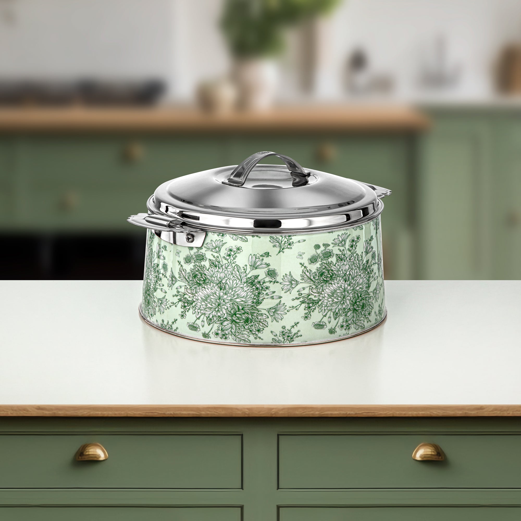 Almarjan Hot Pot Set Stainless Steel Floral Design 3000ml + 4000ml + 6000ml (H25SHF2) – Fonon Collection | Elegant Serving for Ramadan & Gatherings