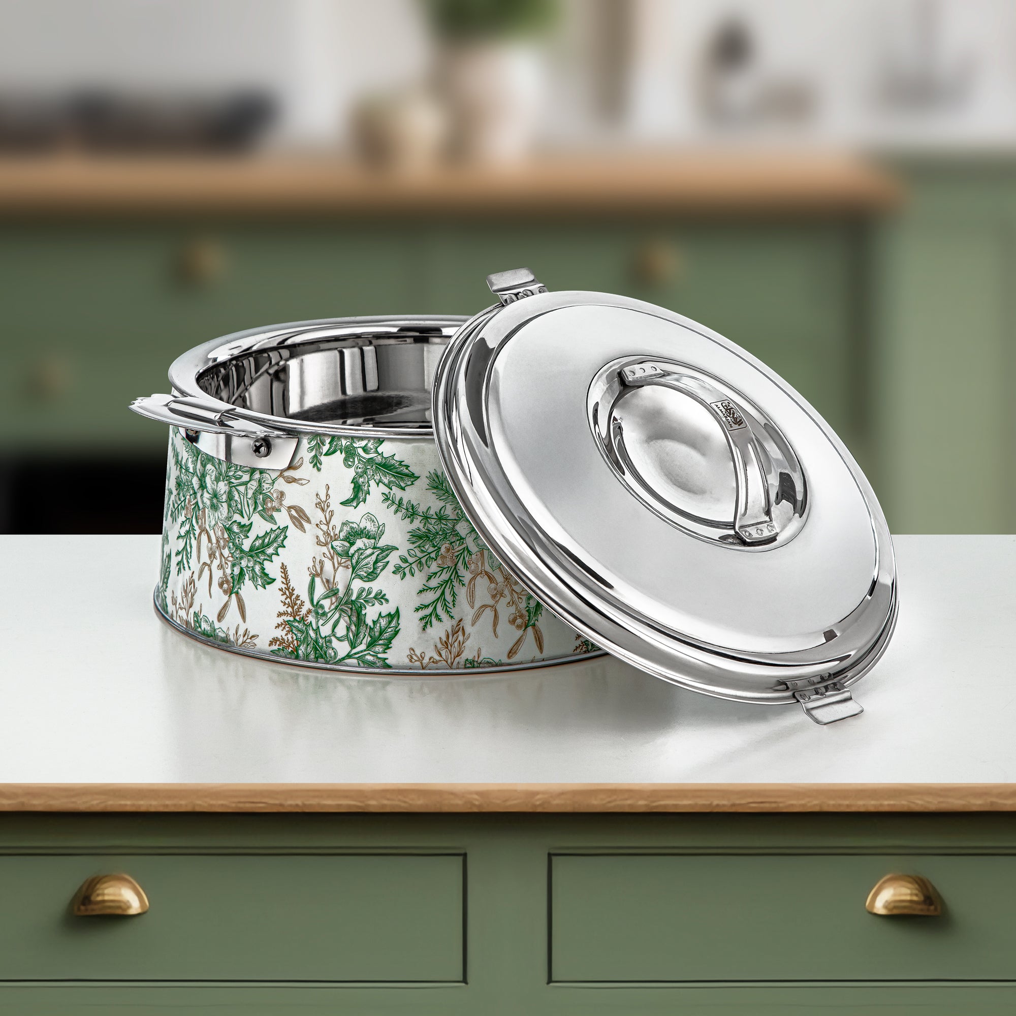 المرجان حرارات طقم ستانلس ستيل تصميم زهري 3000ml + 4000ml + 6000ml (H25SHF3) – مجموعة فنون | تقديم أنيق لرمضان والتجمعات