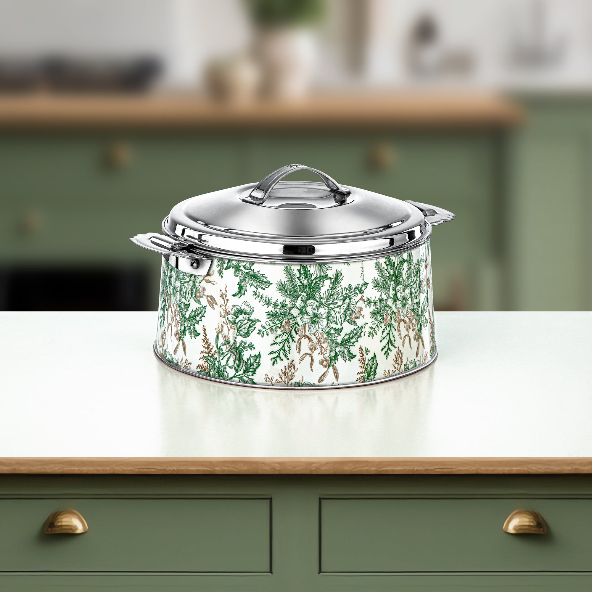 المرجان حرارات طقم ستانلس ستيل تصميم زهري 3000ml + 4000ml + 6000ml (H25SHF3) – مجموعة فنون | تقديم أنيق لرمضان والتجمعات