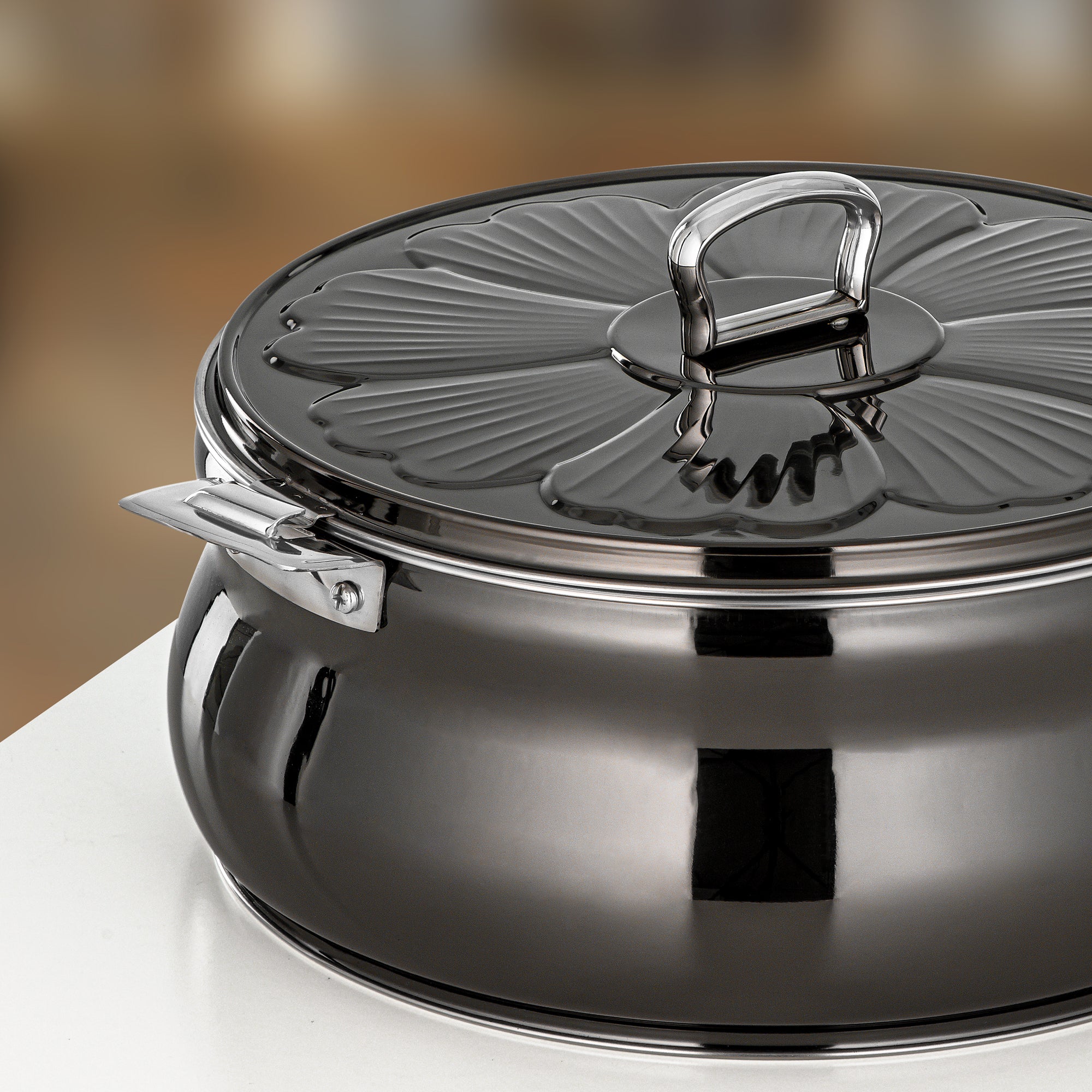 Almarjan Zeena Hot Pot Set 3 Pieces Gun Black & Silver