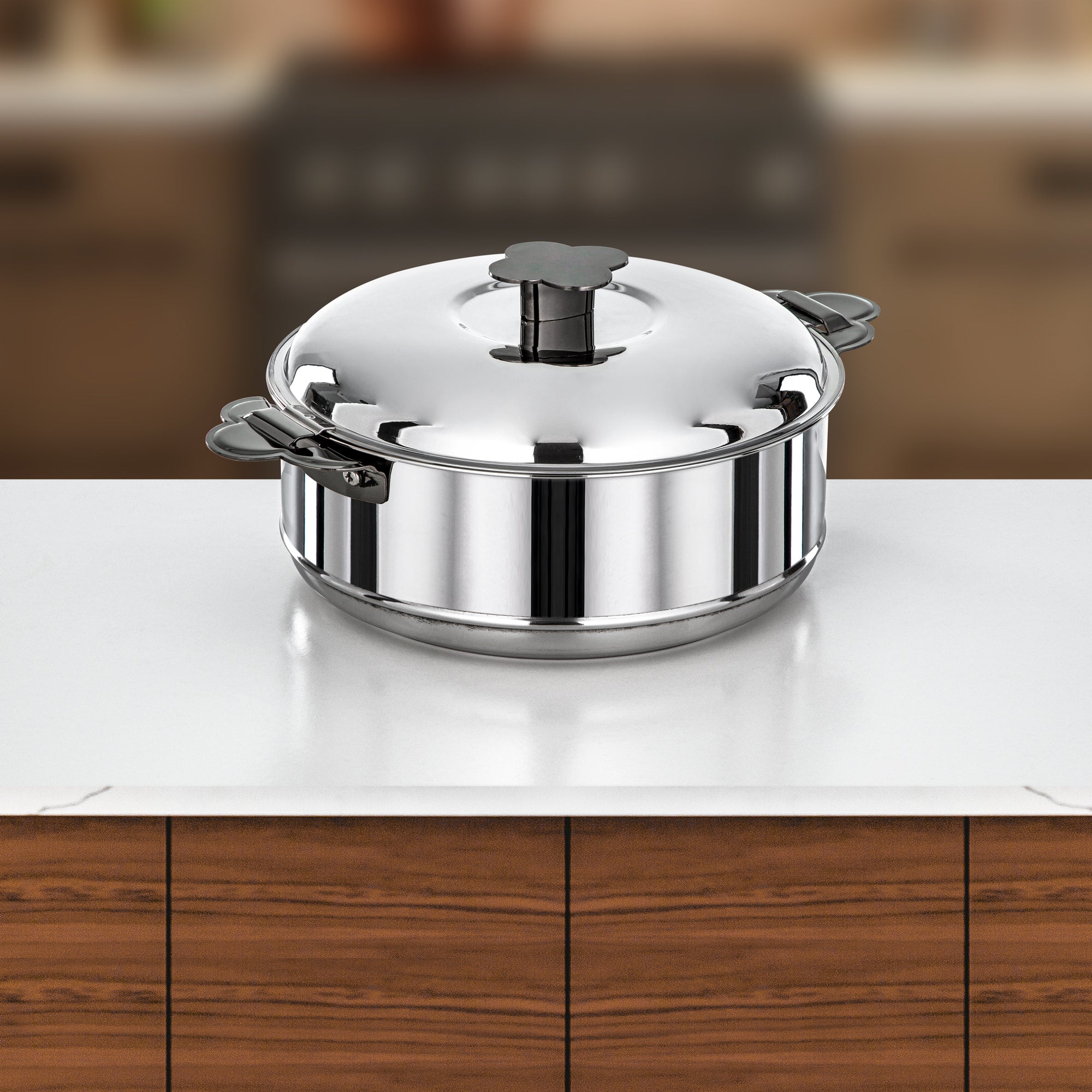 Almarjan Vida Hot Pot Set 3 Pieces 1.5L, 2.5L & 3.5L Silver & Gun Black